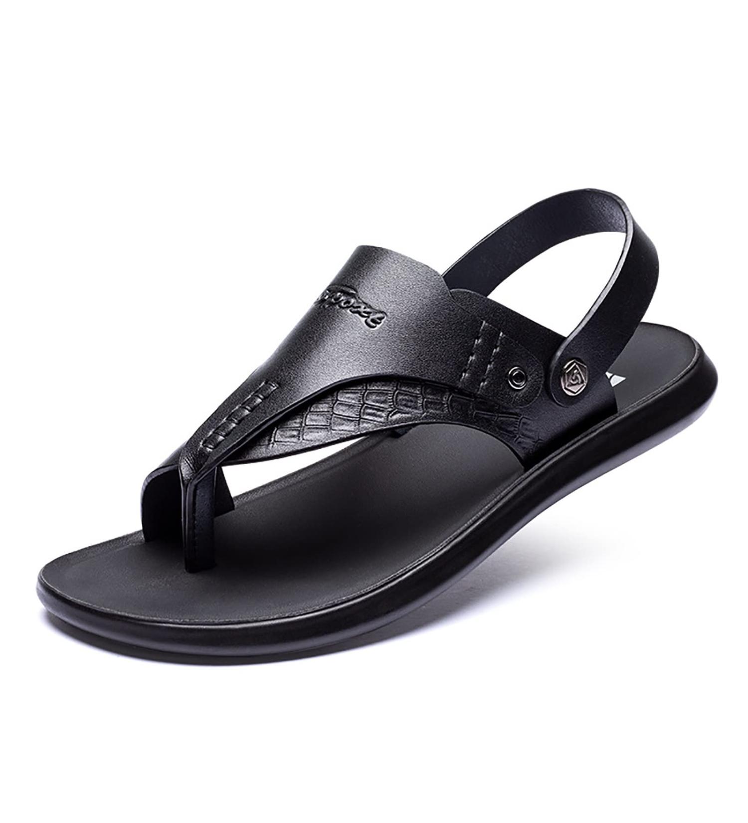 Men's Leather Bunion Corrector Flip Flops - Black, 26cm - Plantar Fasciitis & Flat Foot Correction Sandals - Buy Online on GoSupps.com