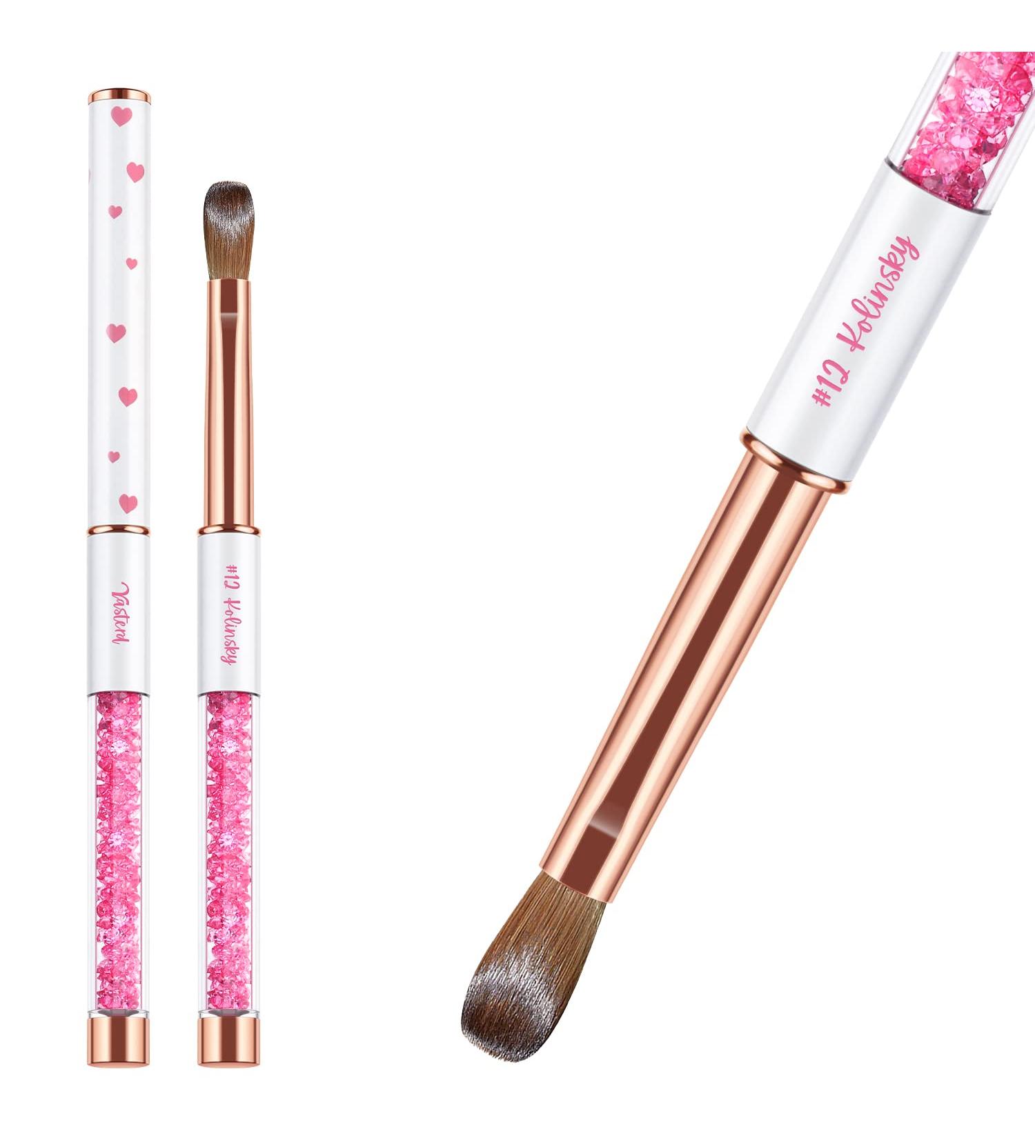 Yasterd 100% Pure Kolinsky Acrylic Nail Brush Size 12 - Pink Rhinestone Metal Handle - Buy Online on GoSupps.com