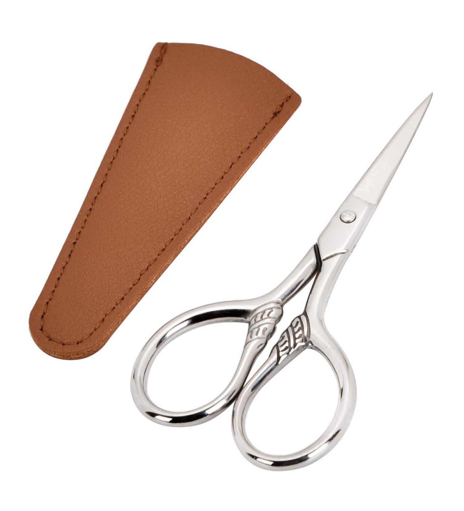 Lobodt Small Facial Hair Scissors - Stainless Steel Straight Tip Snips Grooming Kit for Eyebrows, Beard, Moustache - Portable PU Case Included - Buy Online on GoSupps.com