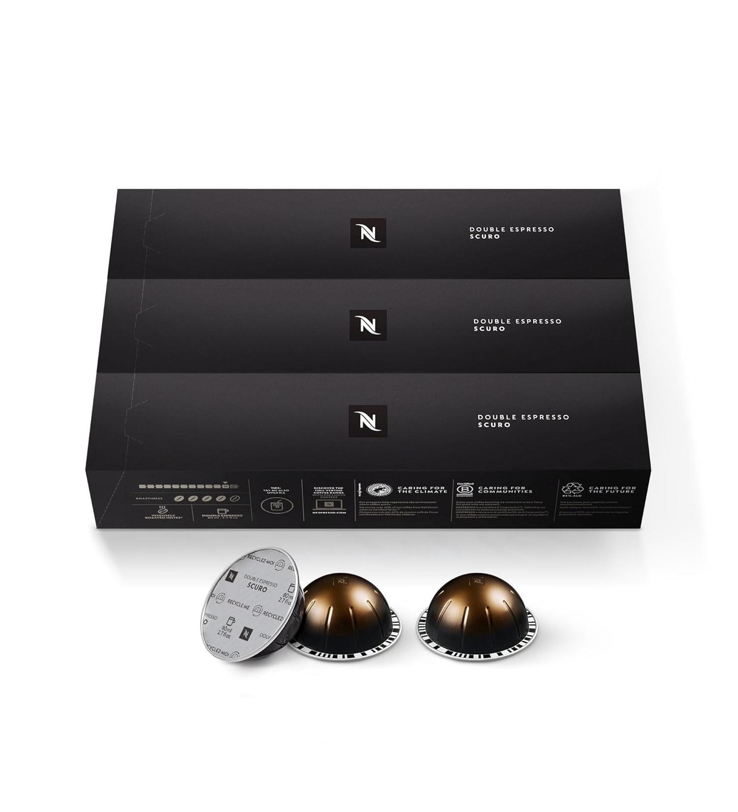 VertuoLine Capsules Double Espresso Scuro Dark Roast Espresso Coffee 30-Count Coffee Pods Brews 2.7oz. (3 Pack Scuro) Scuro 10 count (Pack of 3) - Buy Online on GoSupps.com