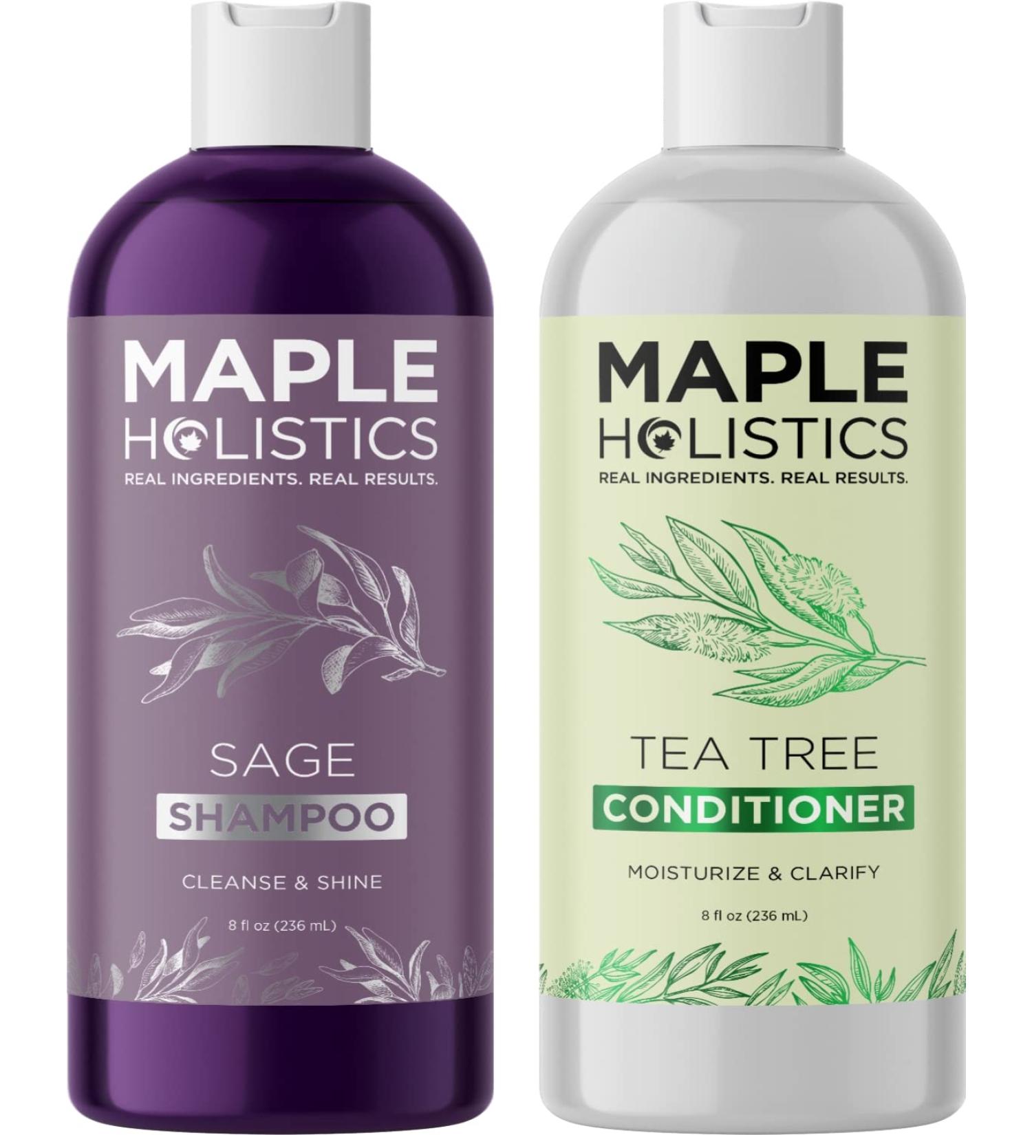 Sulfate Free Tea Tree Sage & Rosemary Shampoo & Conditioner Set for Dry Flaky Scalp - Color Safe Deep Cleansing Care for Damaged Dry Hair - 8 Fl Oz (Pack of 2) - Buy Online on GoSupps.com