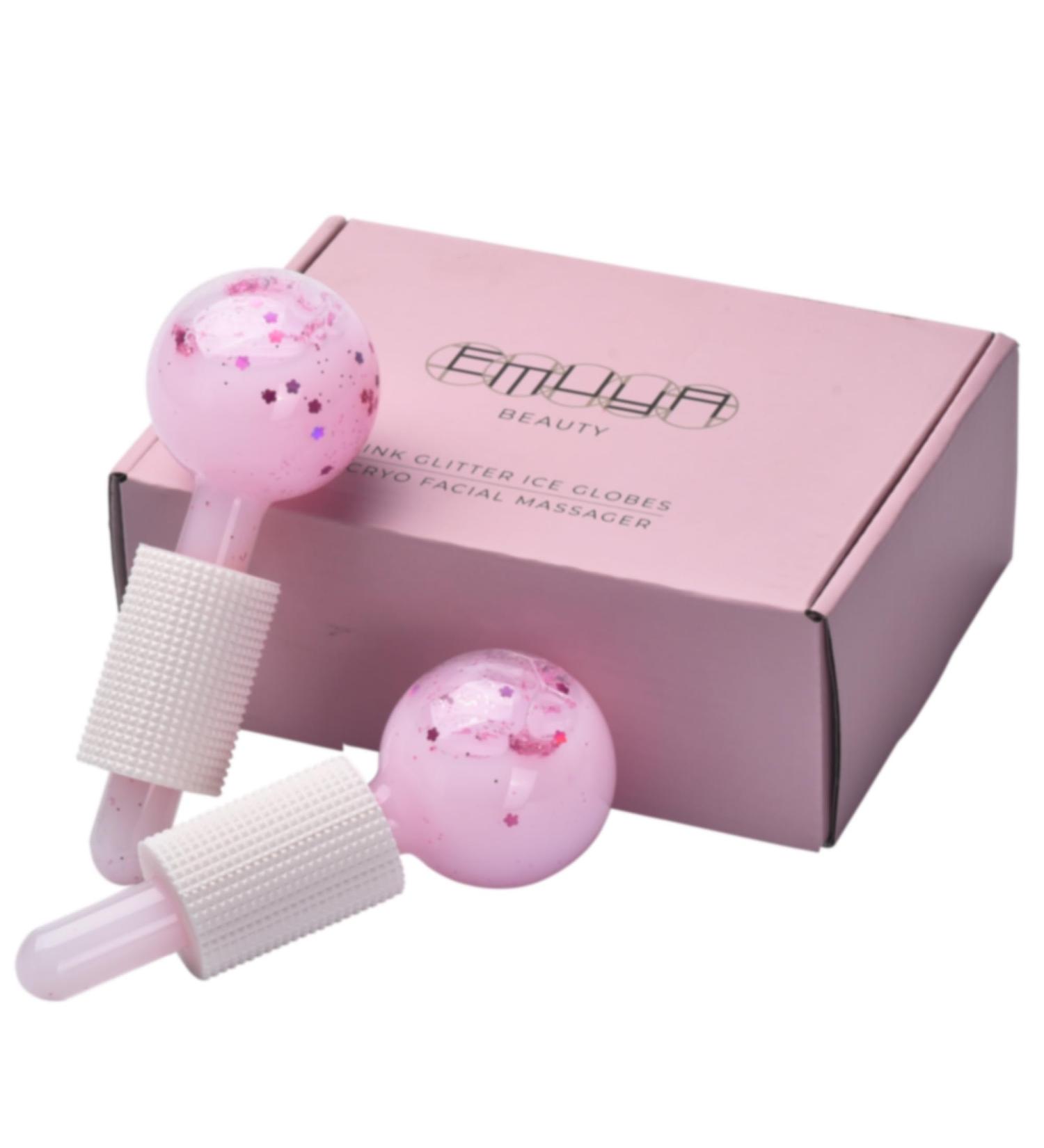 Ice Globes for Facials | Pink Drink Glitter Cryo Tools for Face & Eye Puffiness Relief | Cool Skincare Essentials - Buy Online on GoSupps.com