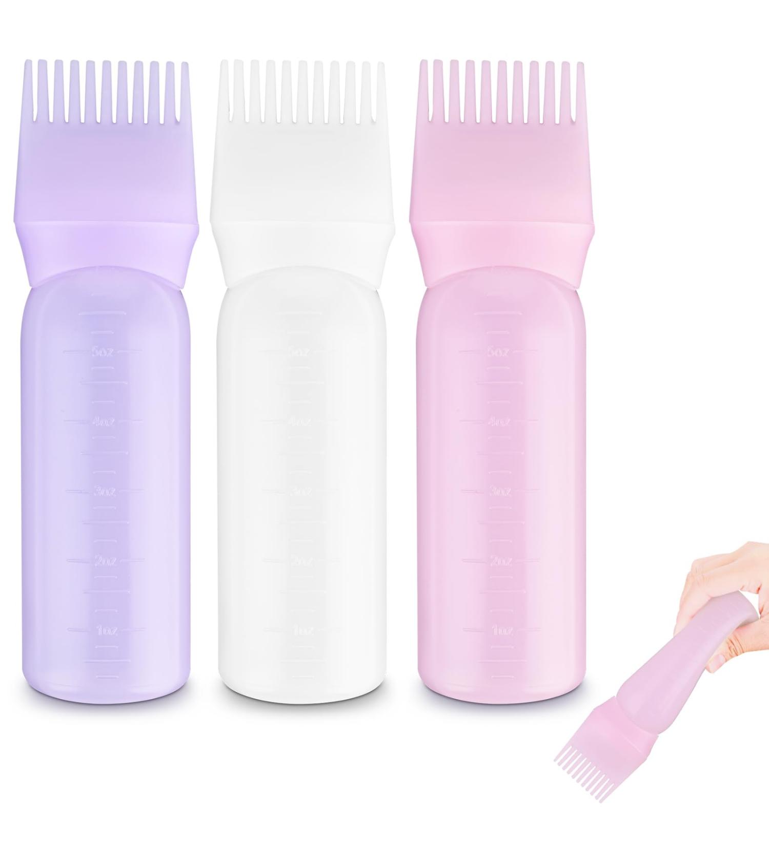 3 Pack Root Comb Applicator Bottle 6 Ounce Hair Oil Applicator Bottle for Hair Dye Applicator Brush with Graduated Scale Hairdressing Coloring Bottle Styling Tool - Buy Online on GoSupps.com