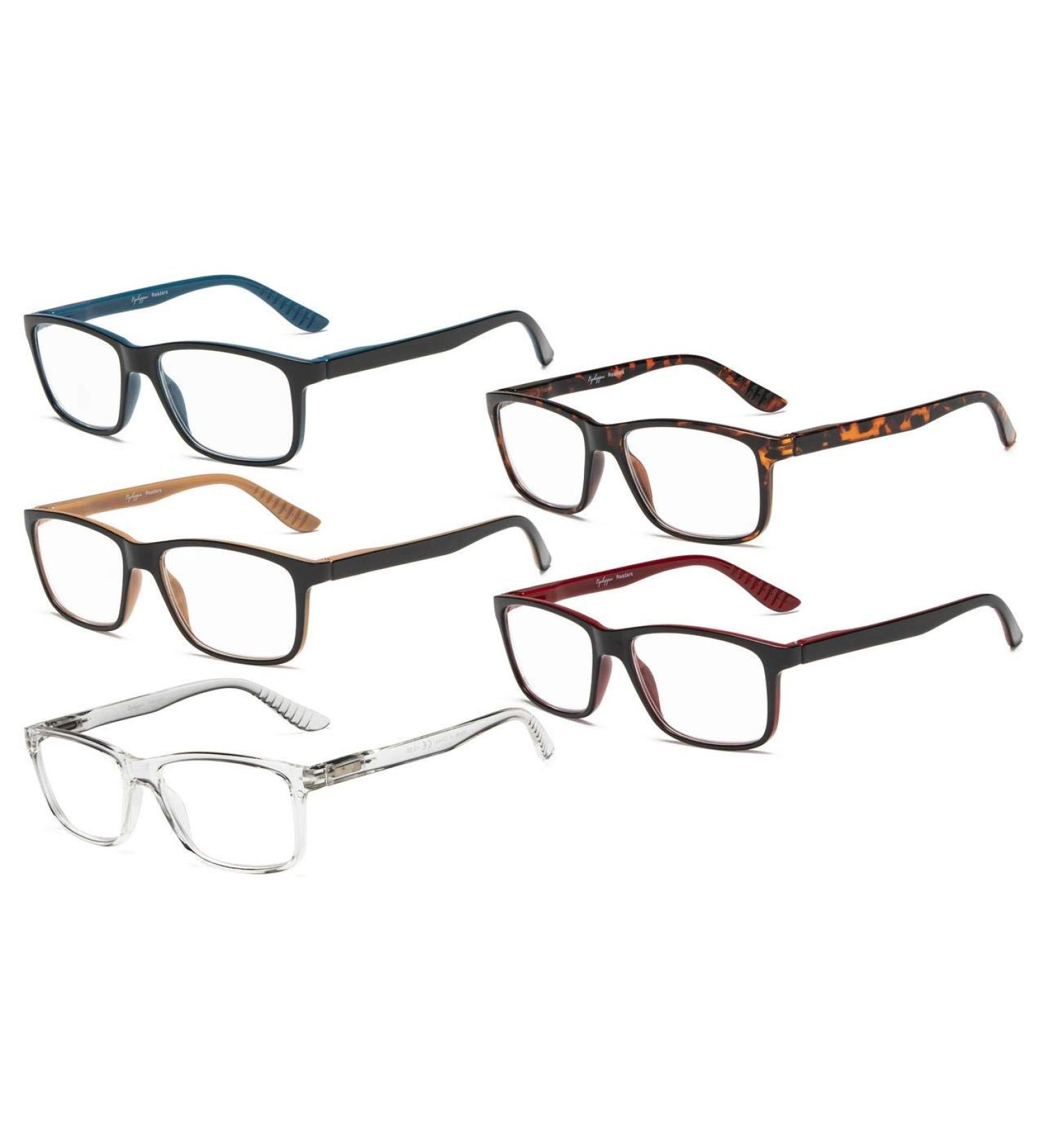 Buy Eyekeper 5 Pairs Classic Rectangular Reading Glasses for Men & Women - Spring Hinges +2.25 Magnification | Stylish & Comfortable Mix - Buy Online on GoSupps.com