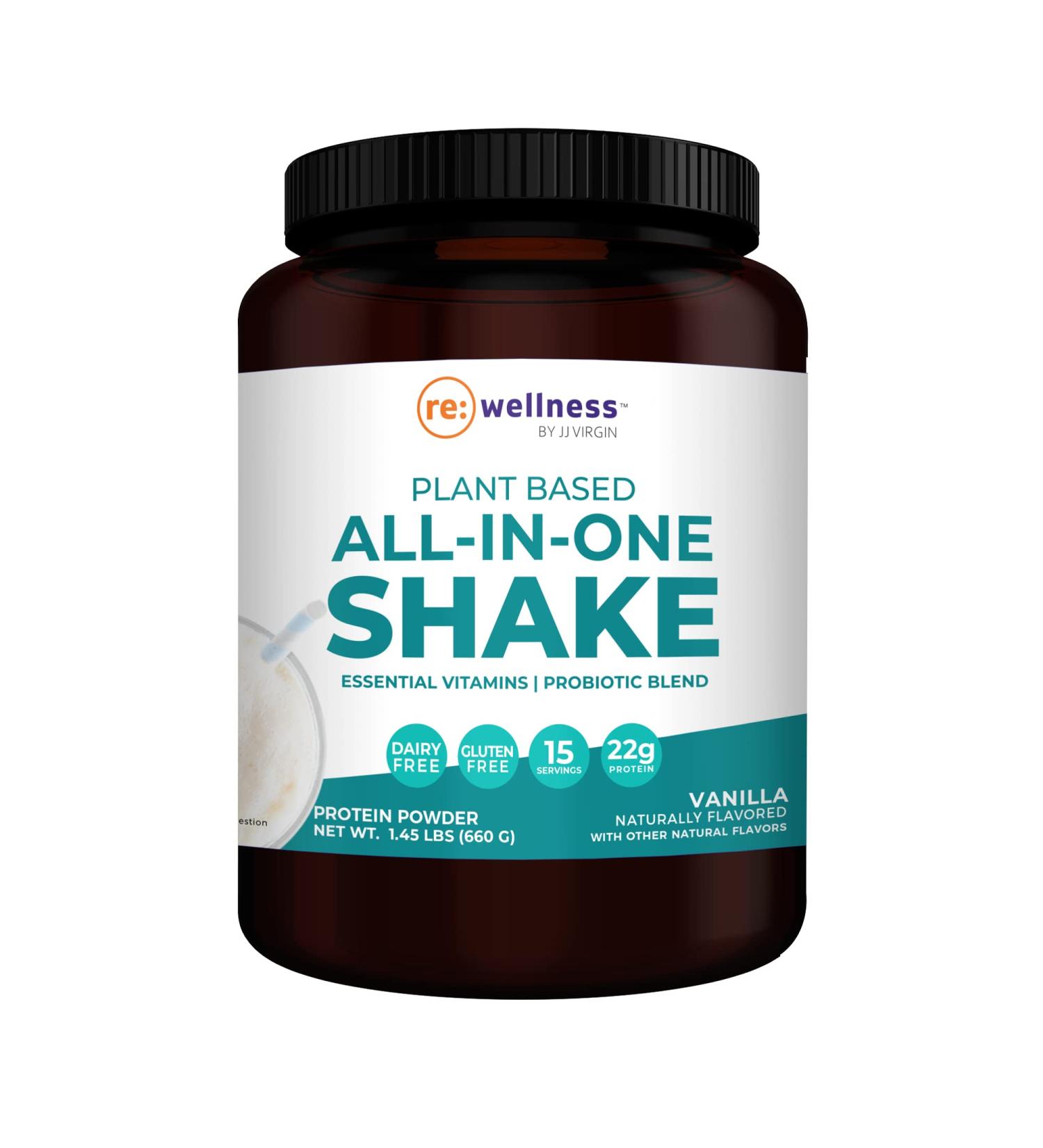 Reignite Wellness by JJ Virgin Vanilla Plant-Based All-in-One Shake - 22g Protein Powder with Vitamins, Minerals, Greens & Aminos - 15 Servings, 1.45 lbs - Buy Online on GoSupps.com