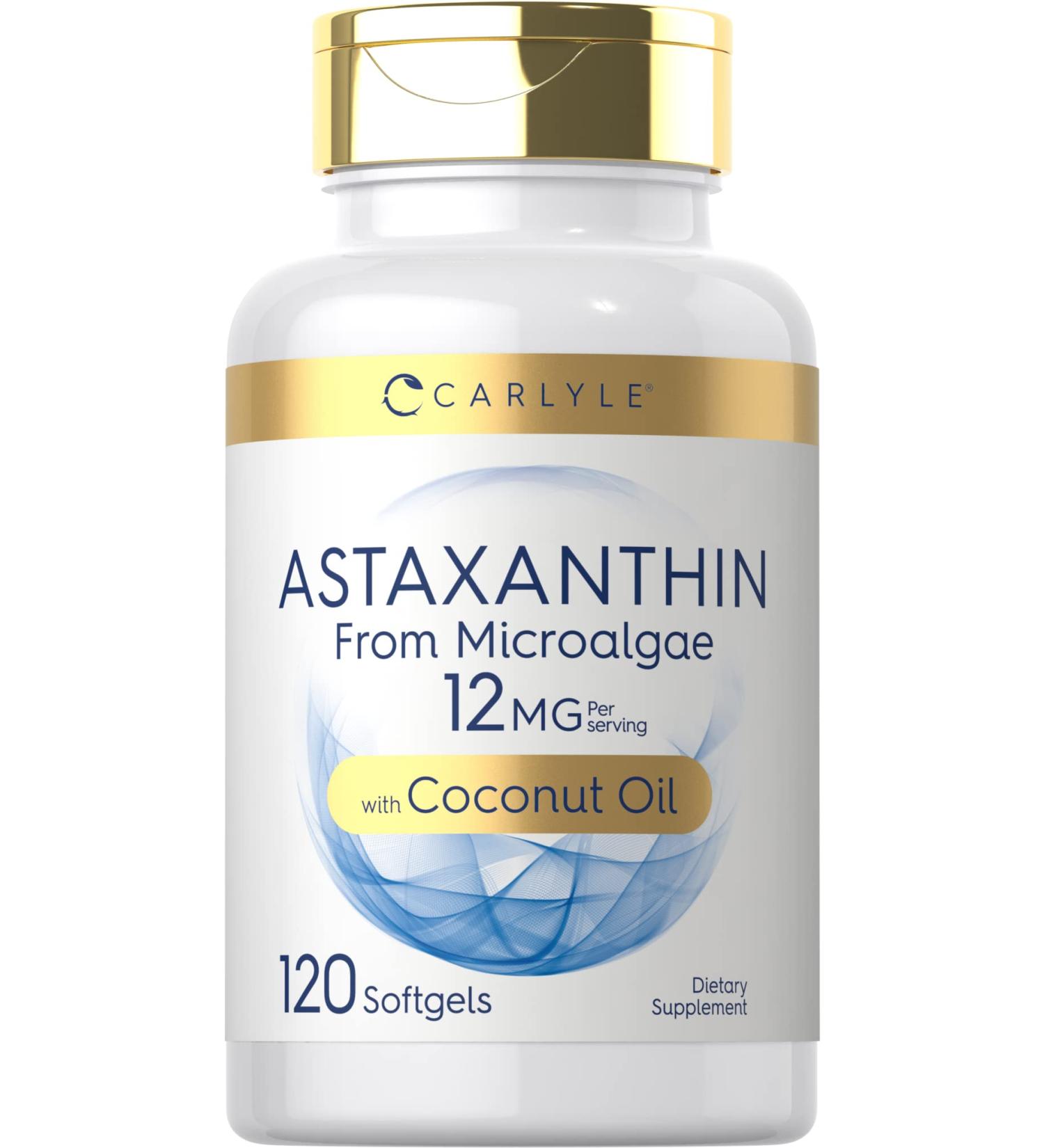 Buy Carlyle Astaxanthin 12mg Softgels - 120 Count | Non-GMO Gluten Free Microalgae Supplement with Coconut Oil | International Shipping Available - Buy Online on GoSupps.com