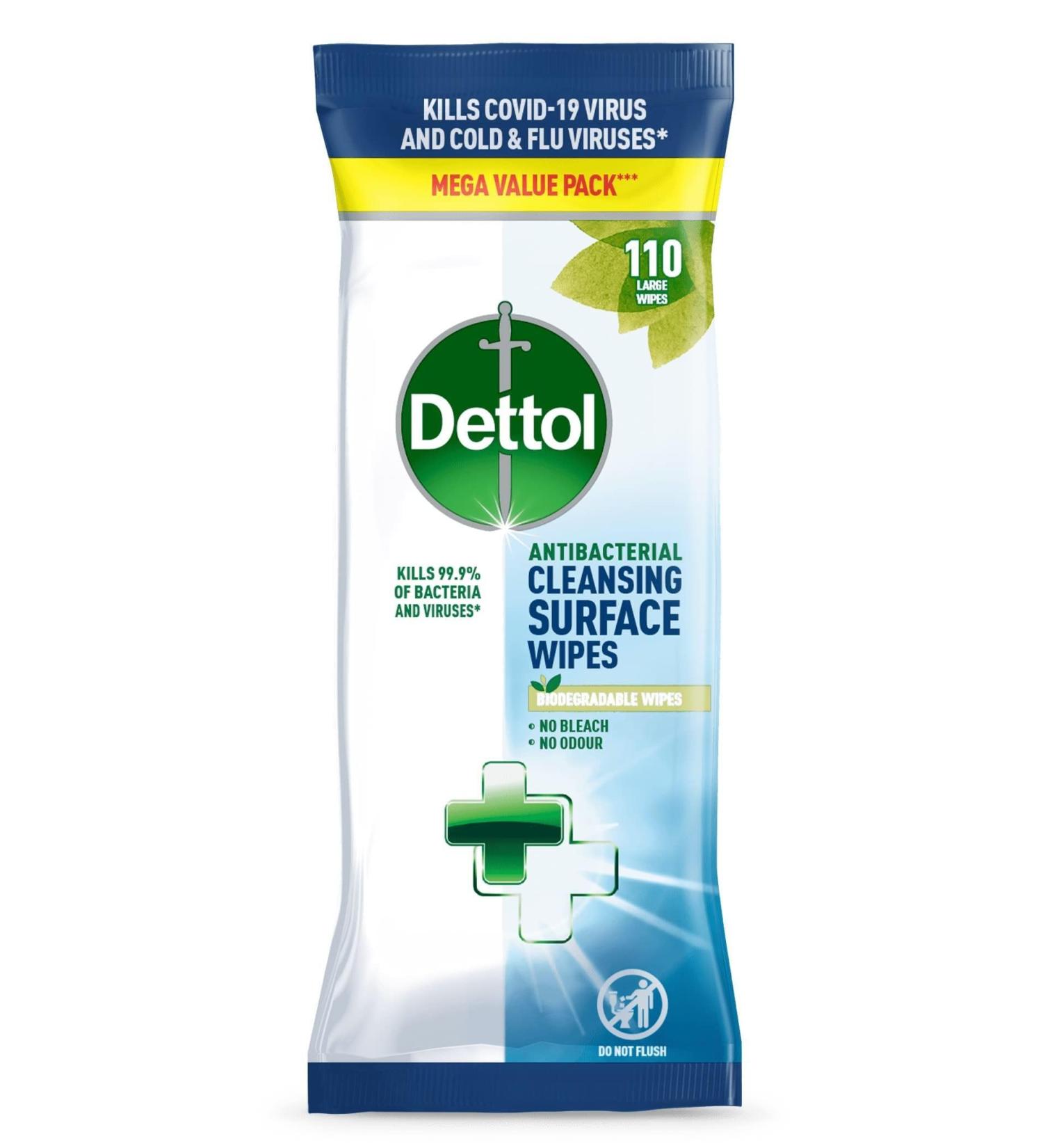 Dettol Anti-Bacterial Biodegradable Large Surface Wipes 110ea - Clean and Eco-Friendly Solution - Buy Online on GoSupps.com