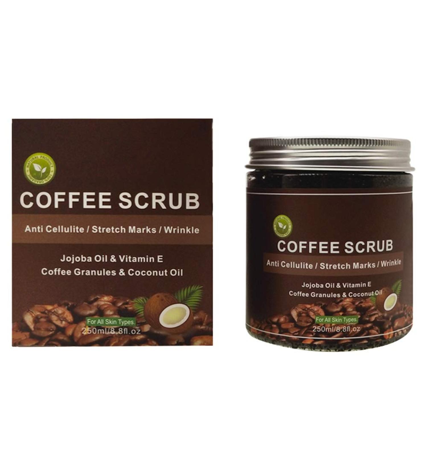 250ml Body Peeling & Scrub - Salt & Coffee Exfoliator for Deep Cleaning Anti-Acne Brightening & Dead Skin Removal - Suitable for All Skin Types - Buy Online on GoSupps.com