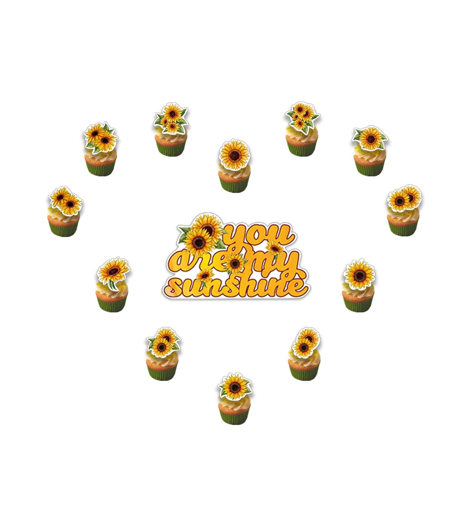 50 Pcs Sunflower Cupcake Toppers Sunflower Birthday Party Supplies Fit for Sunflower Theme Party Decorations for Adults Girls Boys Baby Shower - Buy Online on GoSupps.com