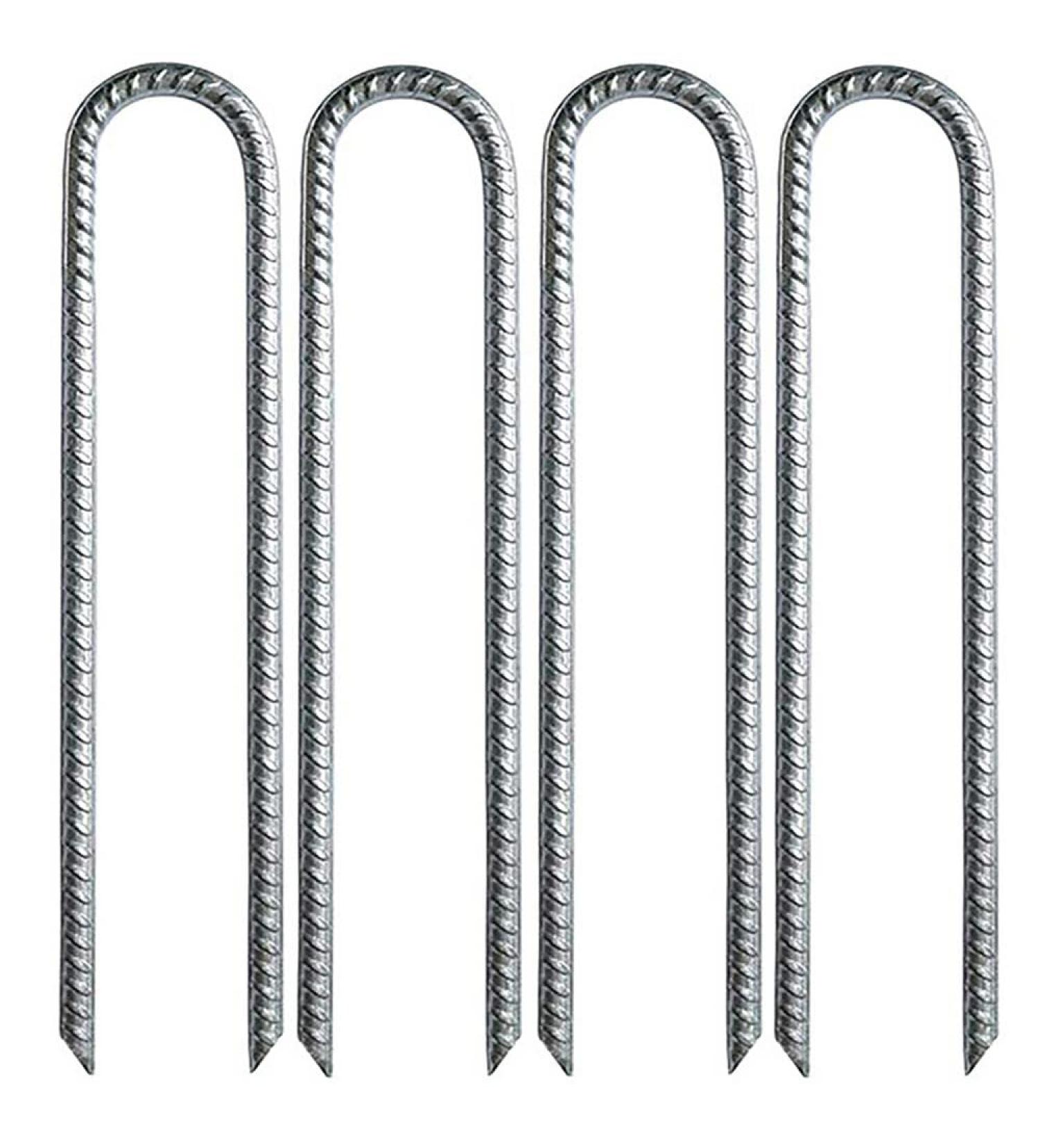 U-Shaped Garden Pegs Steel Fixing U-Pins Extra Long 12 Inch U Shaped Tent Pegs Metal Heavy Duty Thick Garden Stakes Galvanised Steel.(4pc) 4pc Silver - Buy Online on GoSupps.com