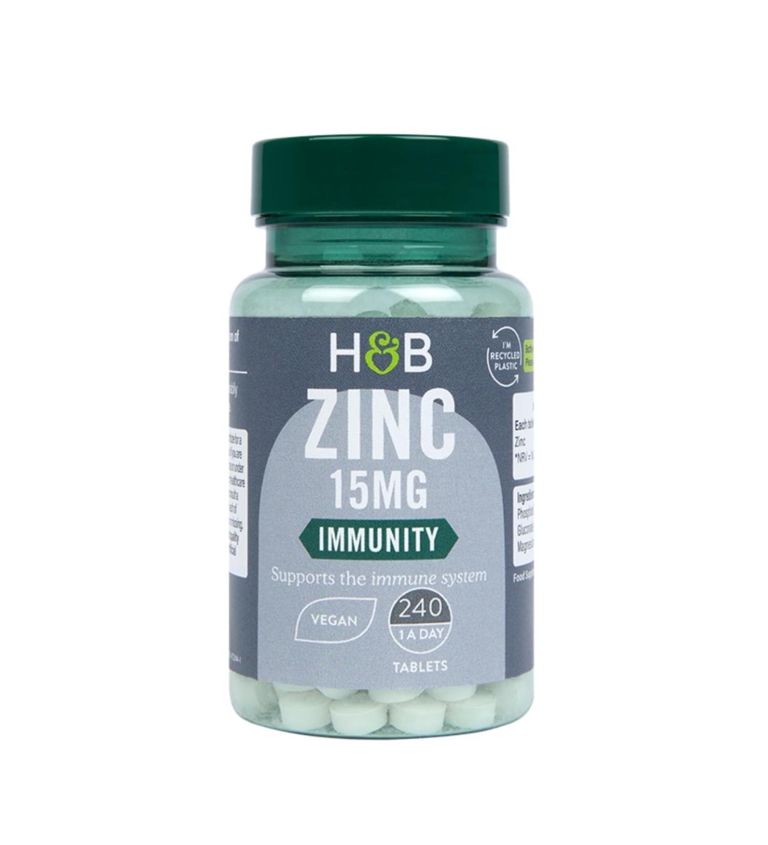 Holland and Barrett Zinc 15mg Immunity Supplement 240 Vegan Tablets