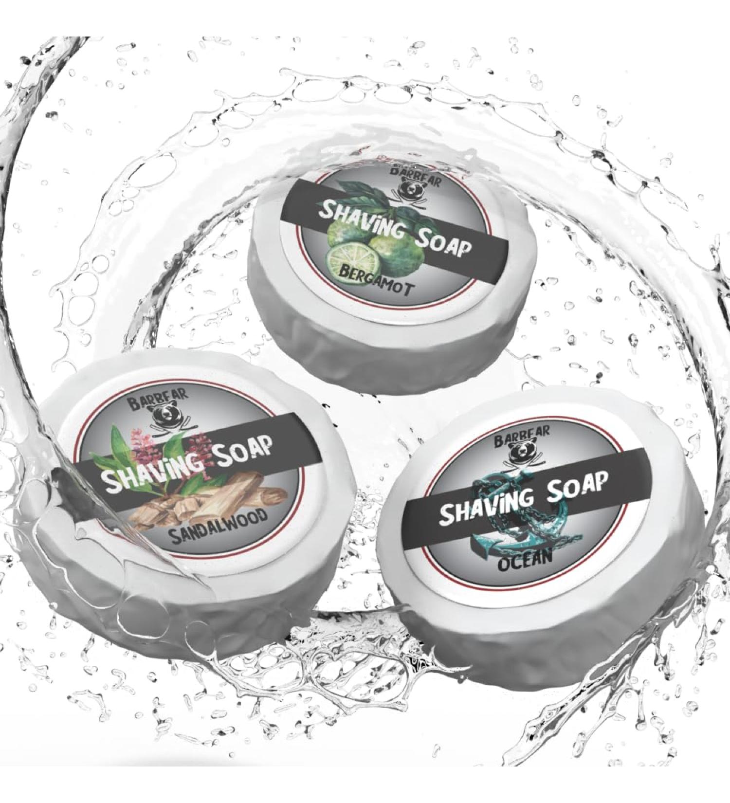 Barbear Shaving Soap Gift Box | Jumbo Size Bergamot Sandalwood & Ocean Soaps | Handmade with Power Formula for Luxurious Shaving Foam - Buy Online on GoSupps.com