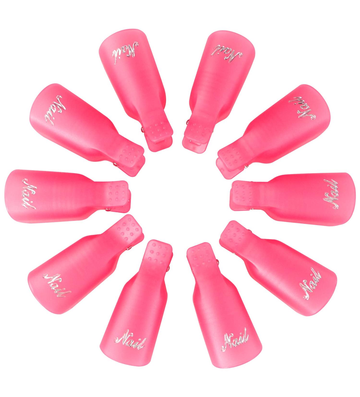 Qufiiry Nail Clips - 10 PC Nail Polish Remover Clips for Gel Soaking | Acrylic Nail Art Caps for Toes & Fingers | Pink Nail Art Accessories - Buy Online on GoSupps.com
