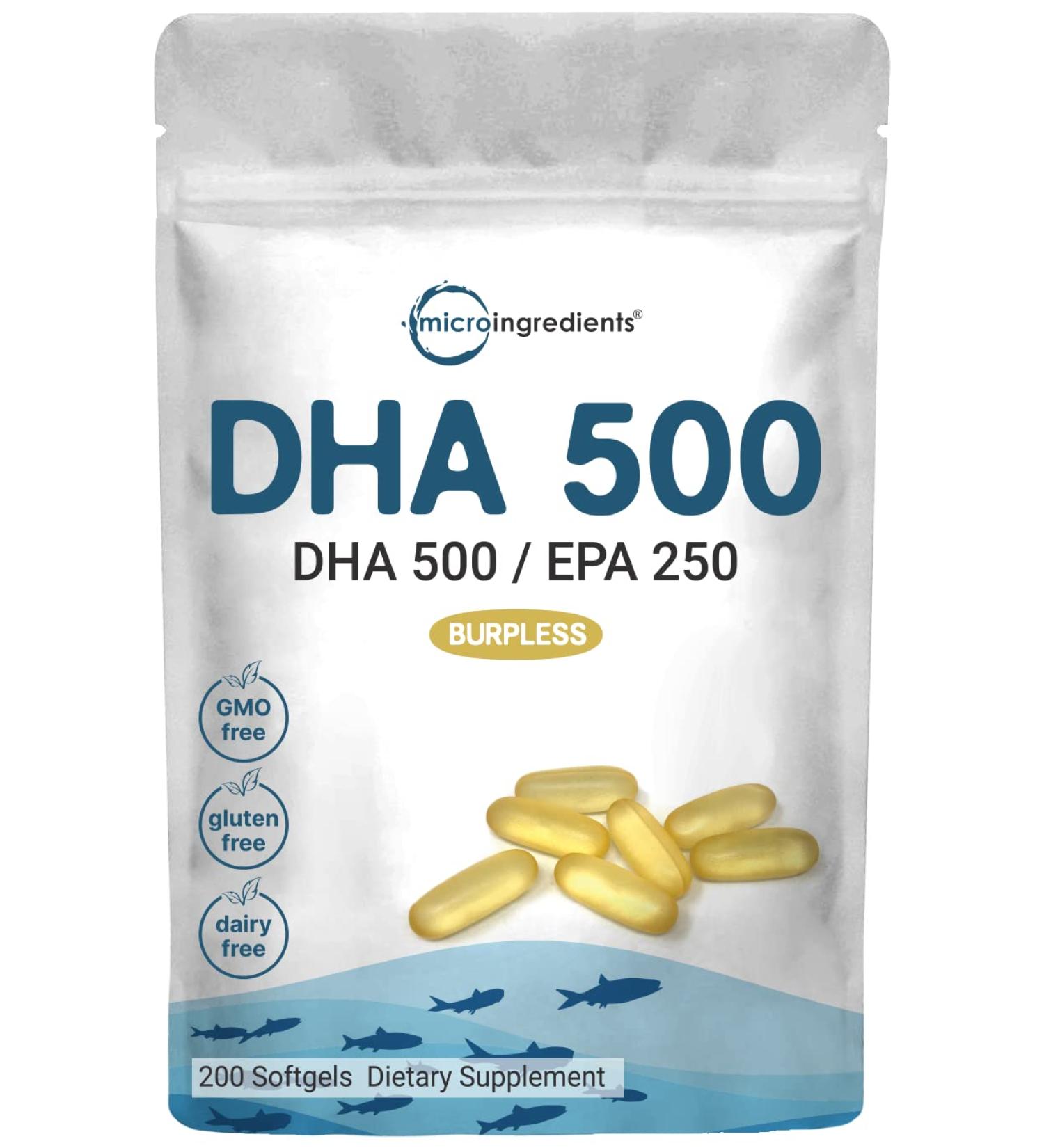 DHA Omega-3 1000mg | 200 Softgels | Burpless with Enteric-Coated Technology | Norwegian Sea | Prenatal & Kids | Brain Health Support | Mercury Free - Buy Online on GoSupps.com