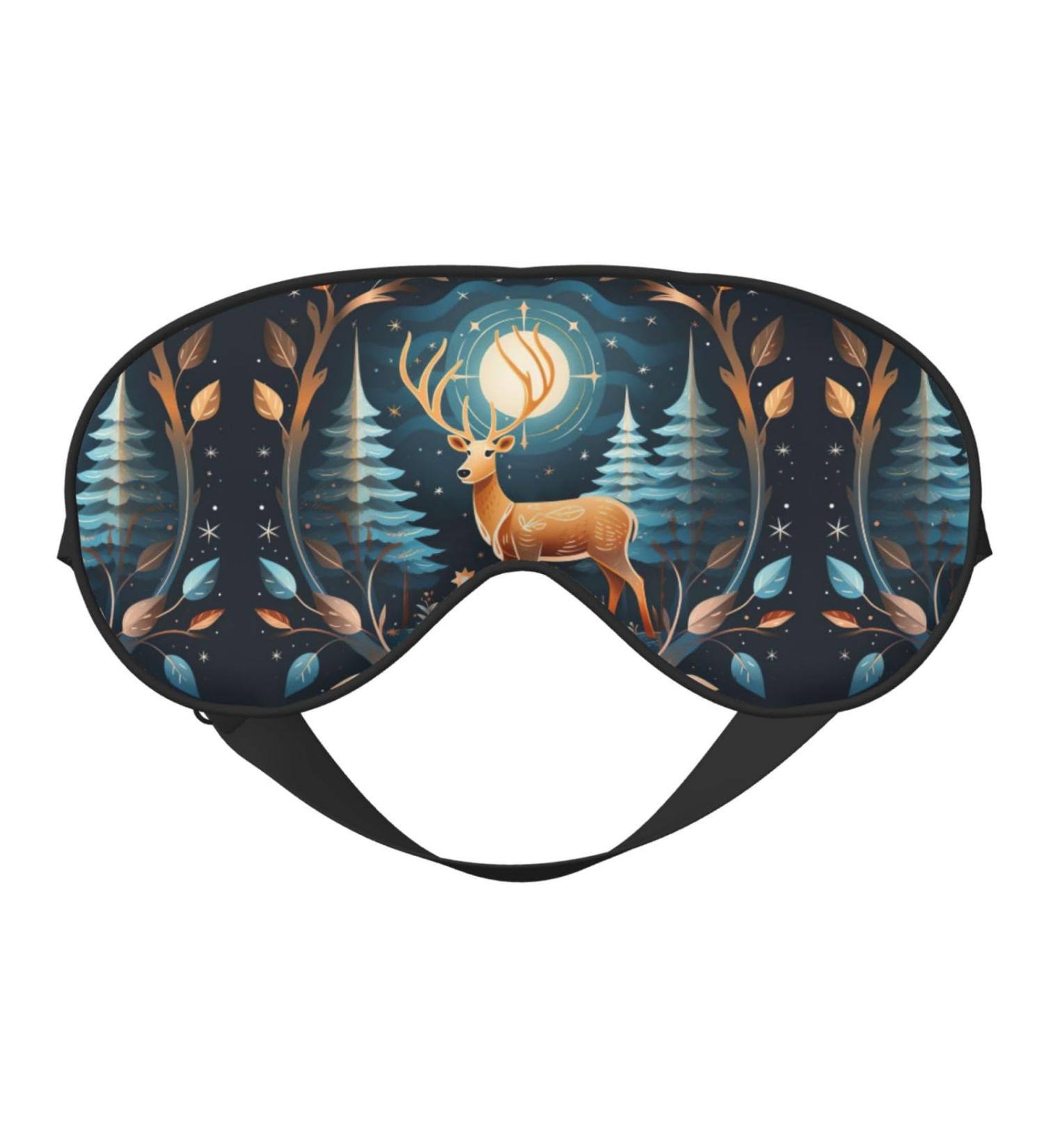 Xmas Gift Deer Print Unisex Eye Mask | Soft Comfort Sleep Shade for Travel Yoga & Shift Work - Buy Online on GoSupps.com