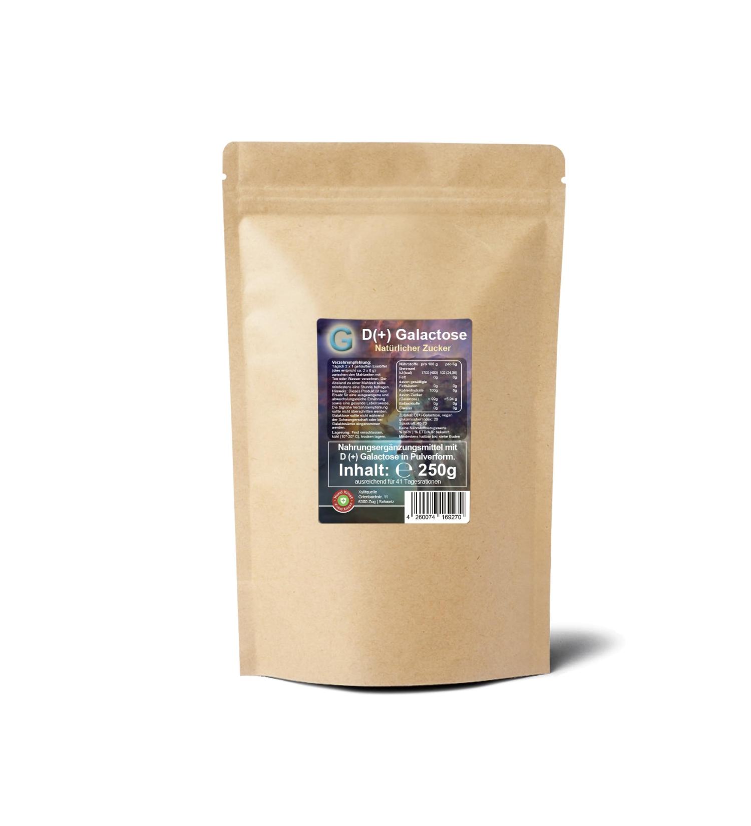 D-Galactose 250g - 99% Pure Mucus Sugar | Vegan Gluten-Free High Solubility | Recovery Stand Bag - Buy Online on GoSupps.com