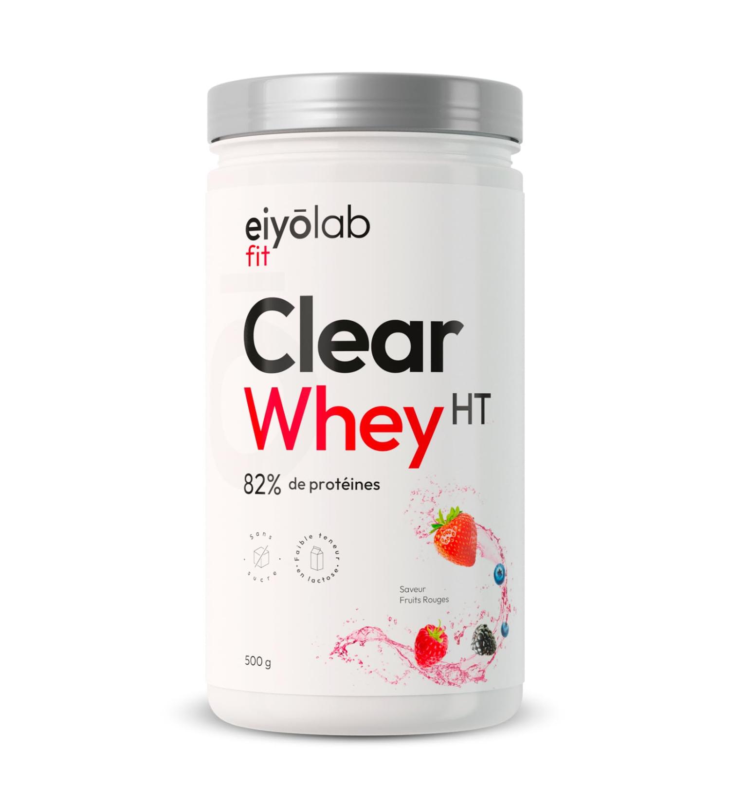CLEAR WHEY HT | Refreshing Whey Isolate | 85% Protein | High in BCAA and Glutamine | Bodybuilding Protein | Low Lactose | Light and Fruity Texture Red Fruit Flavor | 500g | Eiyolab - Buy Online on GoSupps.com