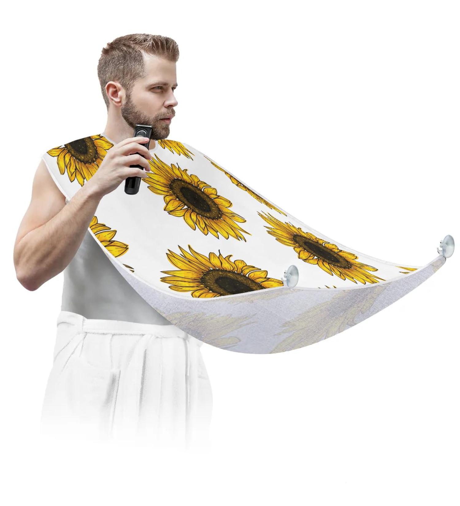 Beard Bib Apron for Men - Waterproof Hair Catcher & Grooming Cloth | Stylish Sunflower Design for Easy Shaving & Trimming - Buy Online on GoSupps.com