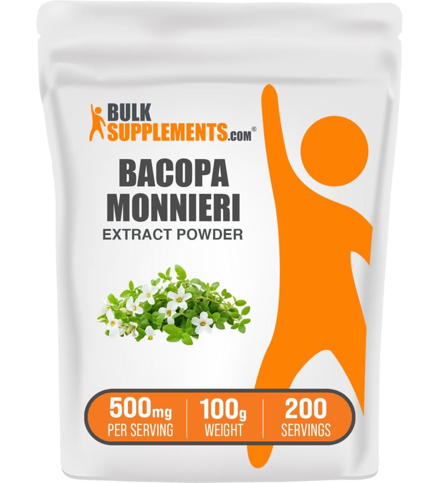 BulkSupplements.com Bacopa Extract Powder - Bacopa Monnieri Supplement Herbal Supplement - Vegan & Gluten Free 500mg per Serving 100g (3.5 oz) (Pack of 1) 3.53 Ounce (Pack of 1) - Buy Online on GoSupps.com