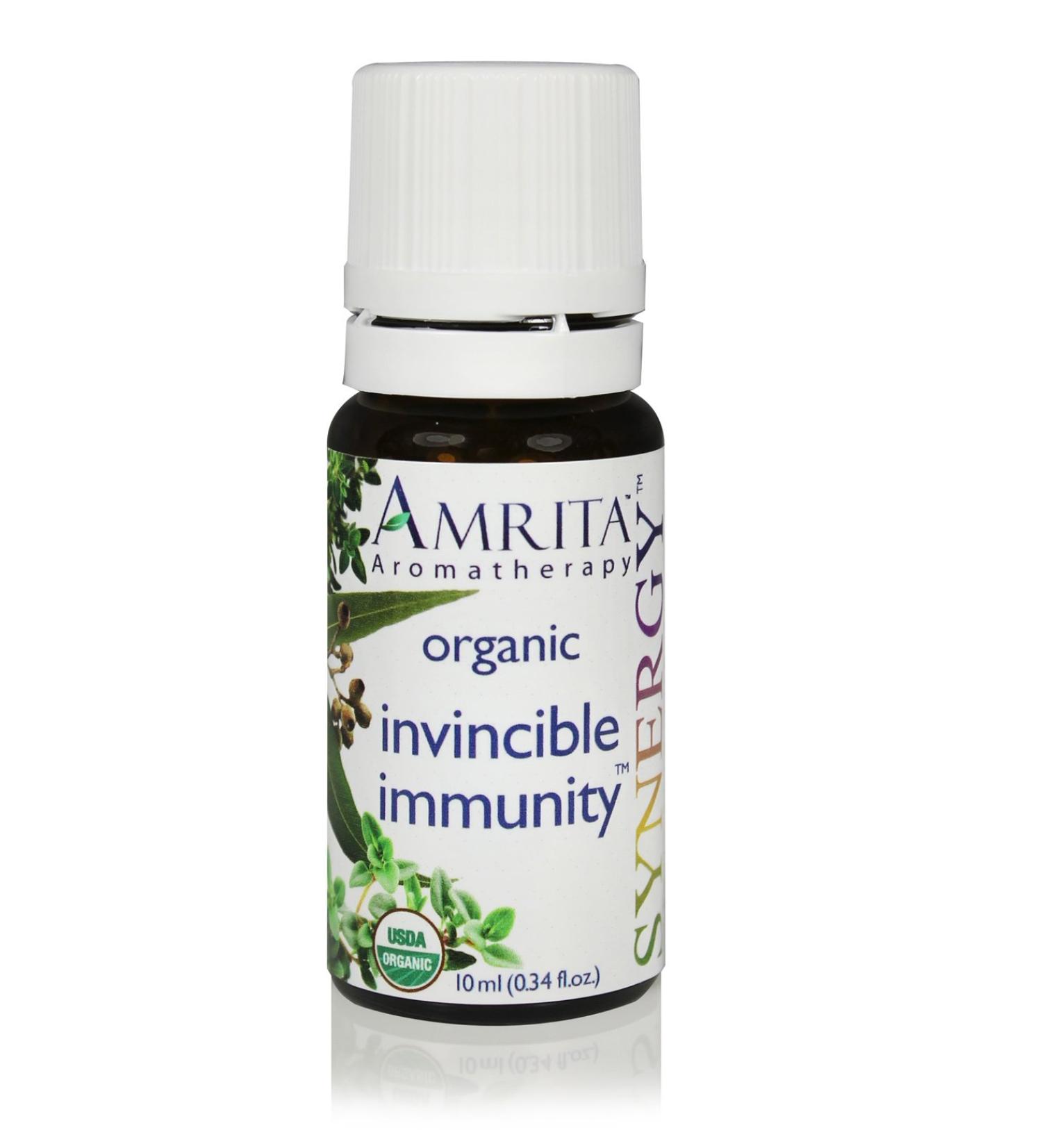 AMRITA Aromatherapy: Invincible Immunity Synergy Blend - Organic Essential Oil Blend of Bay Laurel Thyme Borneol Thyme Linalol Red Thyme Eucalyptus Radiata Tea Tree & Oregano Size: 60ML - Buy Online on GoSupps.com