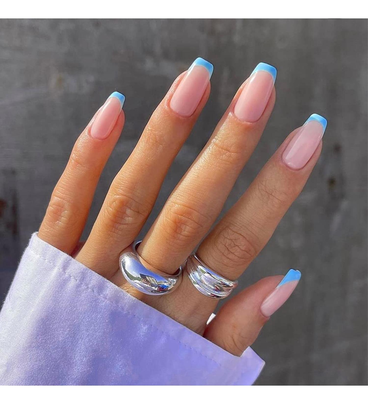 Sethexy Short Square French Press on Nails - 24pcs Acrylic False Nails for Women & Girls | International Shipping - Buy Online on GoSupps.com