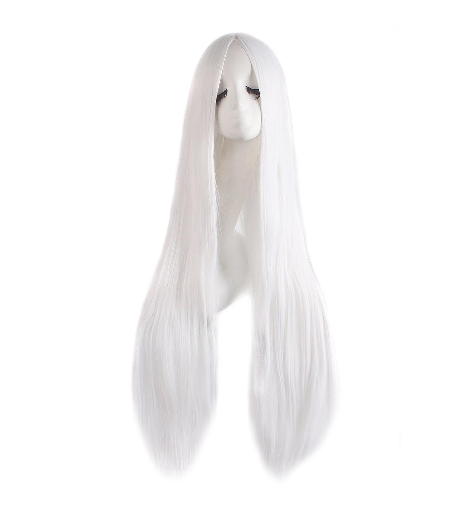 MapofBeauty 40 100cm Long Curly Cosplay Wig - White Costume Party Anime Wig - Buy Online on GoSupps.com