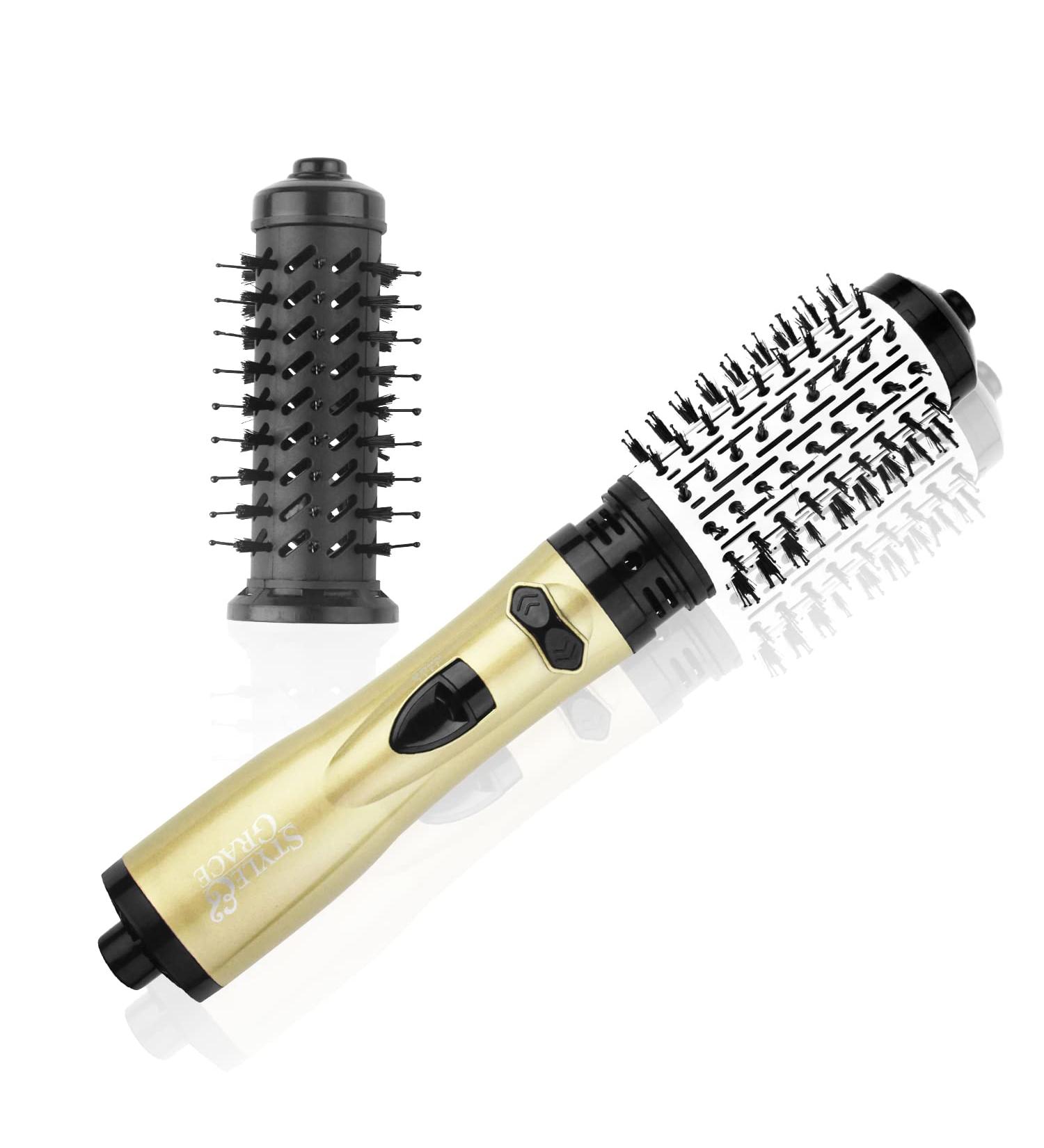 2-in-1 Electric Hot Air Hair Dryer & Curling Comb - Gold | Stylish Curly Hairstyles for Salon & Home - Buy Online on GoSupps.com