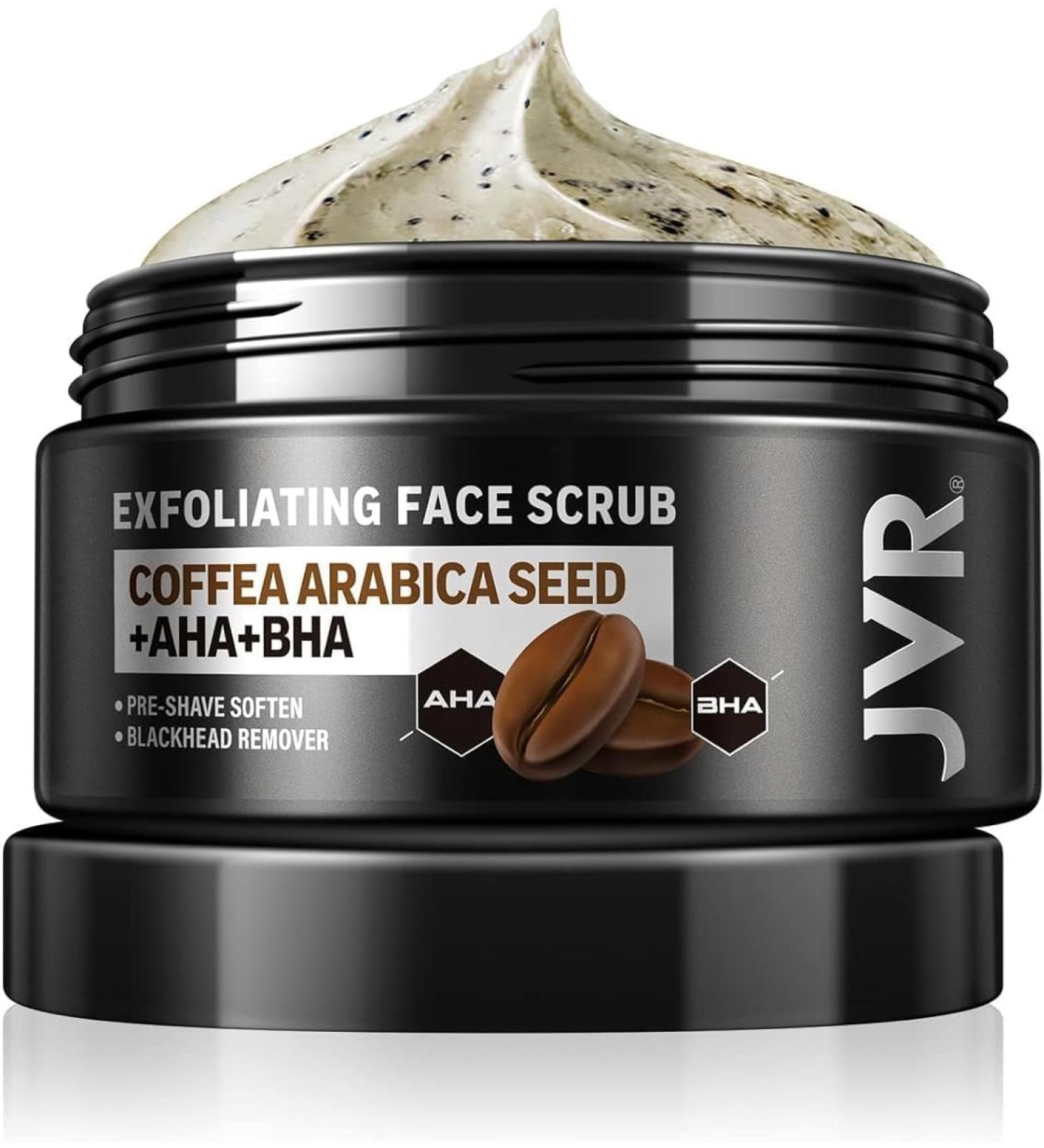 JVR Facial Peeling Scrub for Men - 120ml Coffee Extract Deep Clean Pores Reduces Blemishes & Blackheads - Buy Online on GoSupps.com