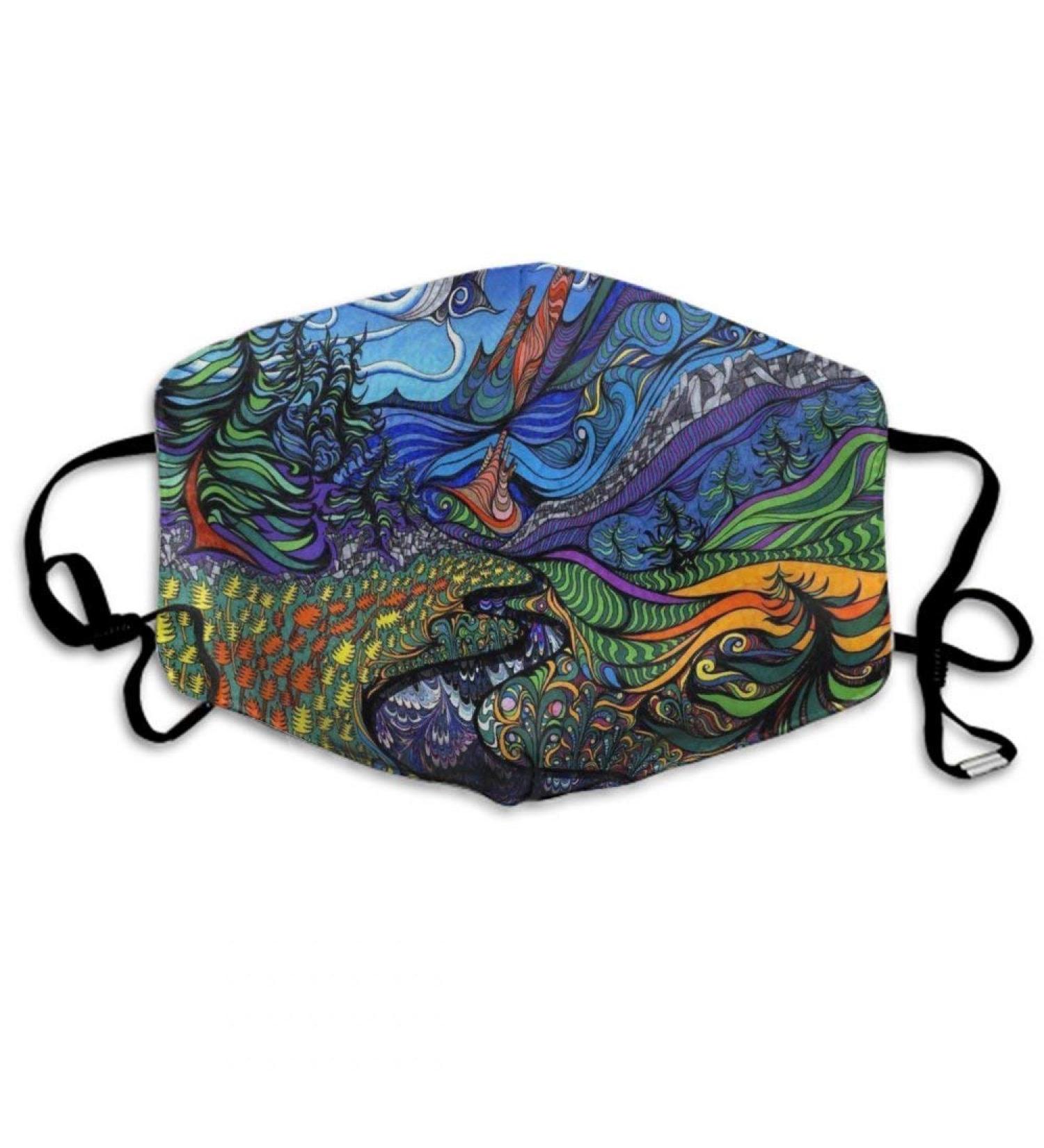 Breathable premium facial protection cover psychedelic trippy women men anti -wind dust protection protective cover for skiing camping travel safety daily use
