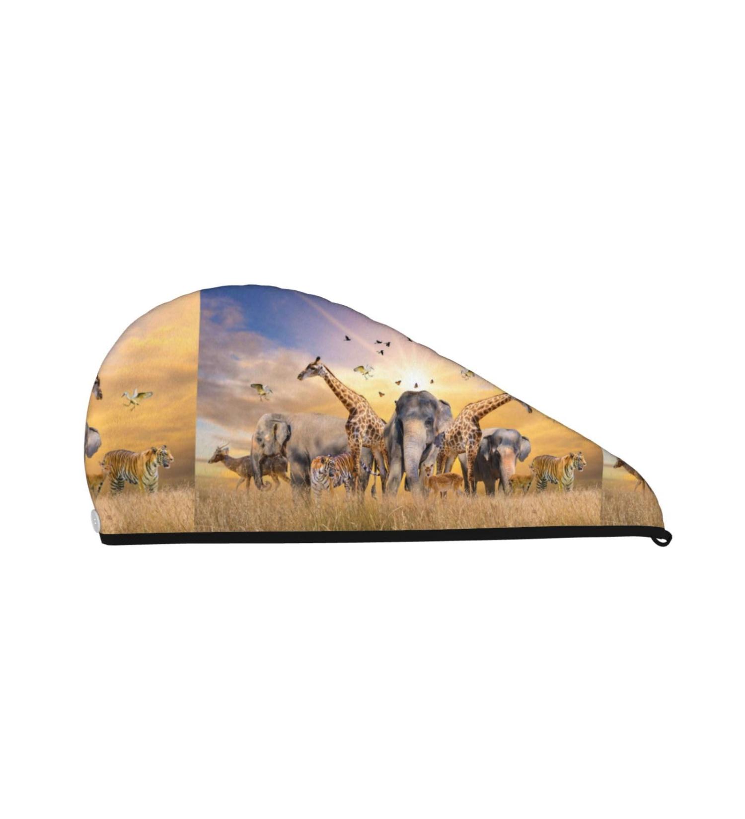 Hair Towel Wrap for Quick Drying - Buttoned Turban & Head Towel | Wildlife Protection | International Shipping - Buy Online on GoSupps.com