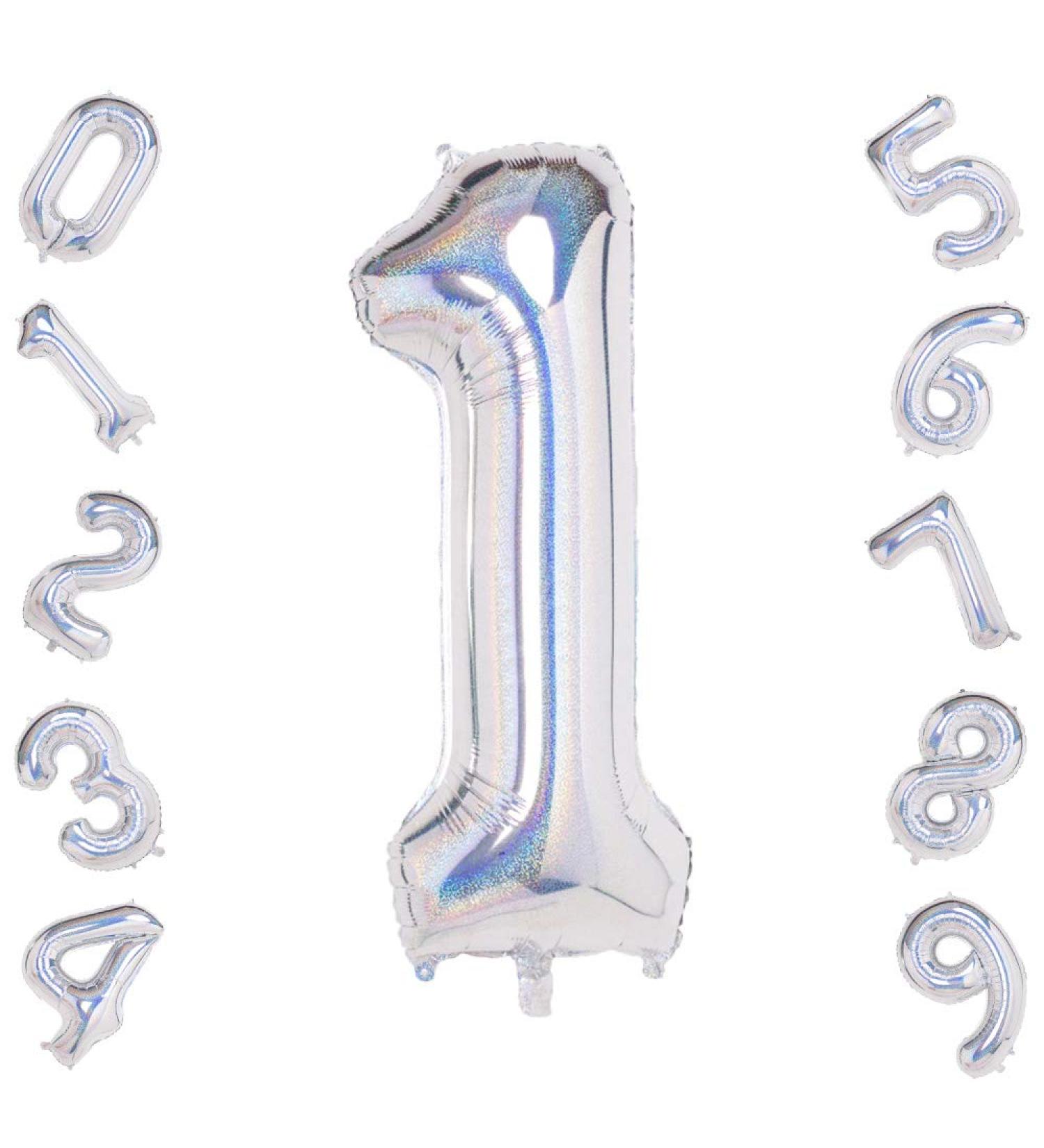 Laser Silver Number 1 Foil Balloon - 40 Inch Birthday Party Decoration Supplies - Buy Online on GoSupps.com