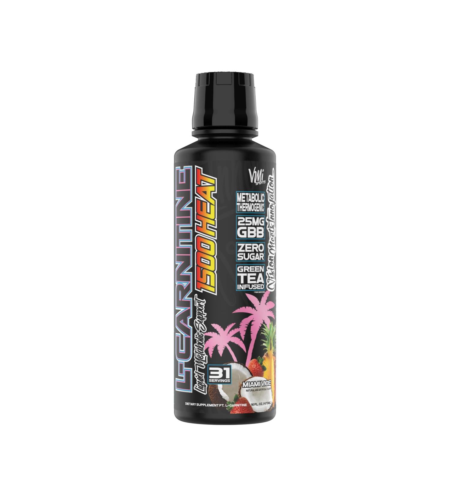 VMI Sports L-Carnitine 1500mg - Stimulant-Free Thermogenic for Men & Women | Liquid Fat Loss Support (Miami Vice - Buy Online on GoSupps.com