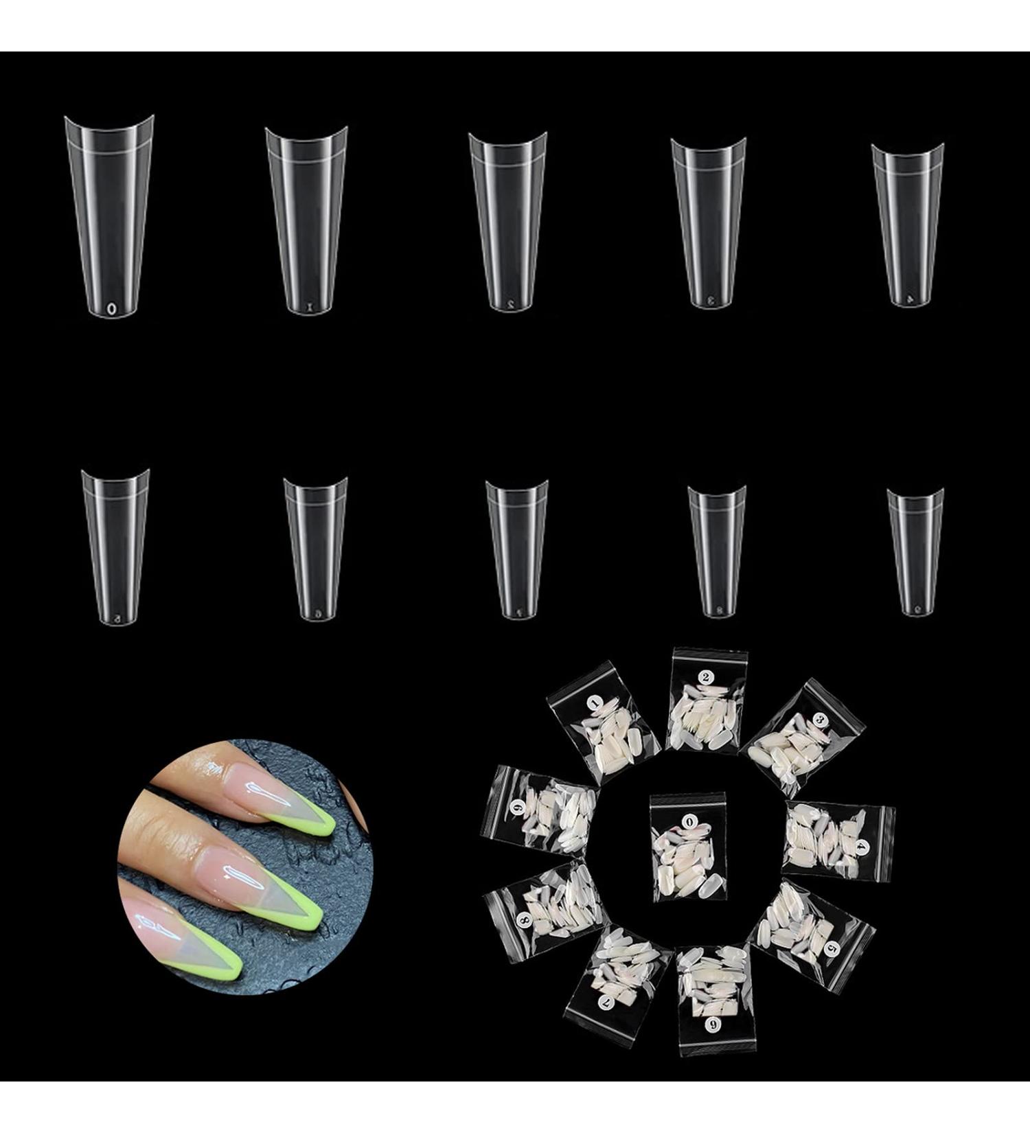 500 Pieces Acrylic False Nails Set - Half Cover Coffin Shape Tips | Artificial Nail Tips for Salons & DIY - 10 Sizes Available - Buy Online on GoSupps.com
