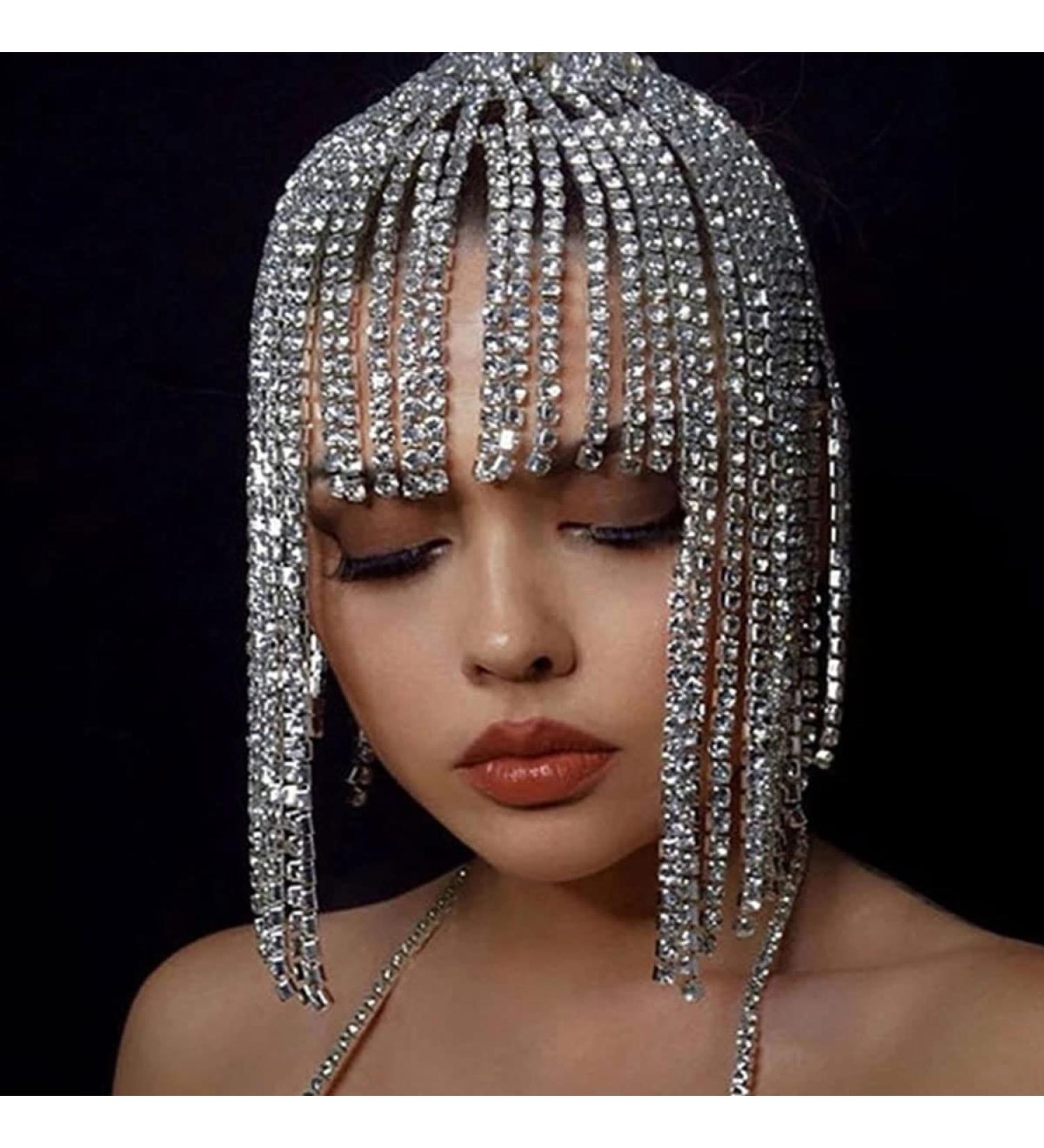 STONEFANS Rhinestone Tassel Headpiece - 1920s Flapper Crystal Head Chain for Women - Buy Online on GoSupps.com