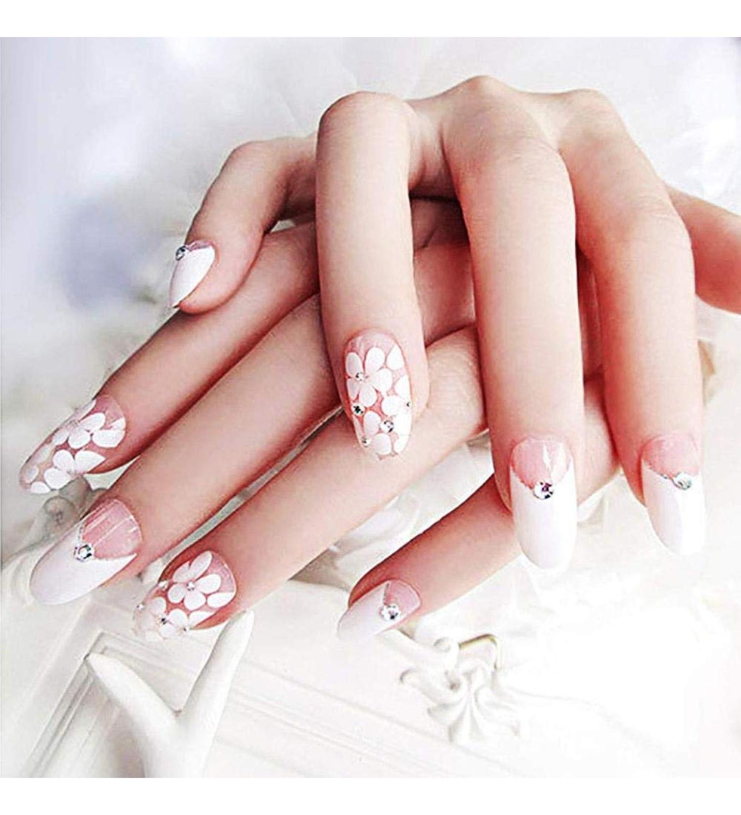 Buy Huil Artificial Rhinestone False Nails | Bling Acrylic Nail Tips for Weddings & Birthdays | Quality Nail Art for Women & Girls - Buy Online on GoSupps.com