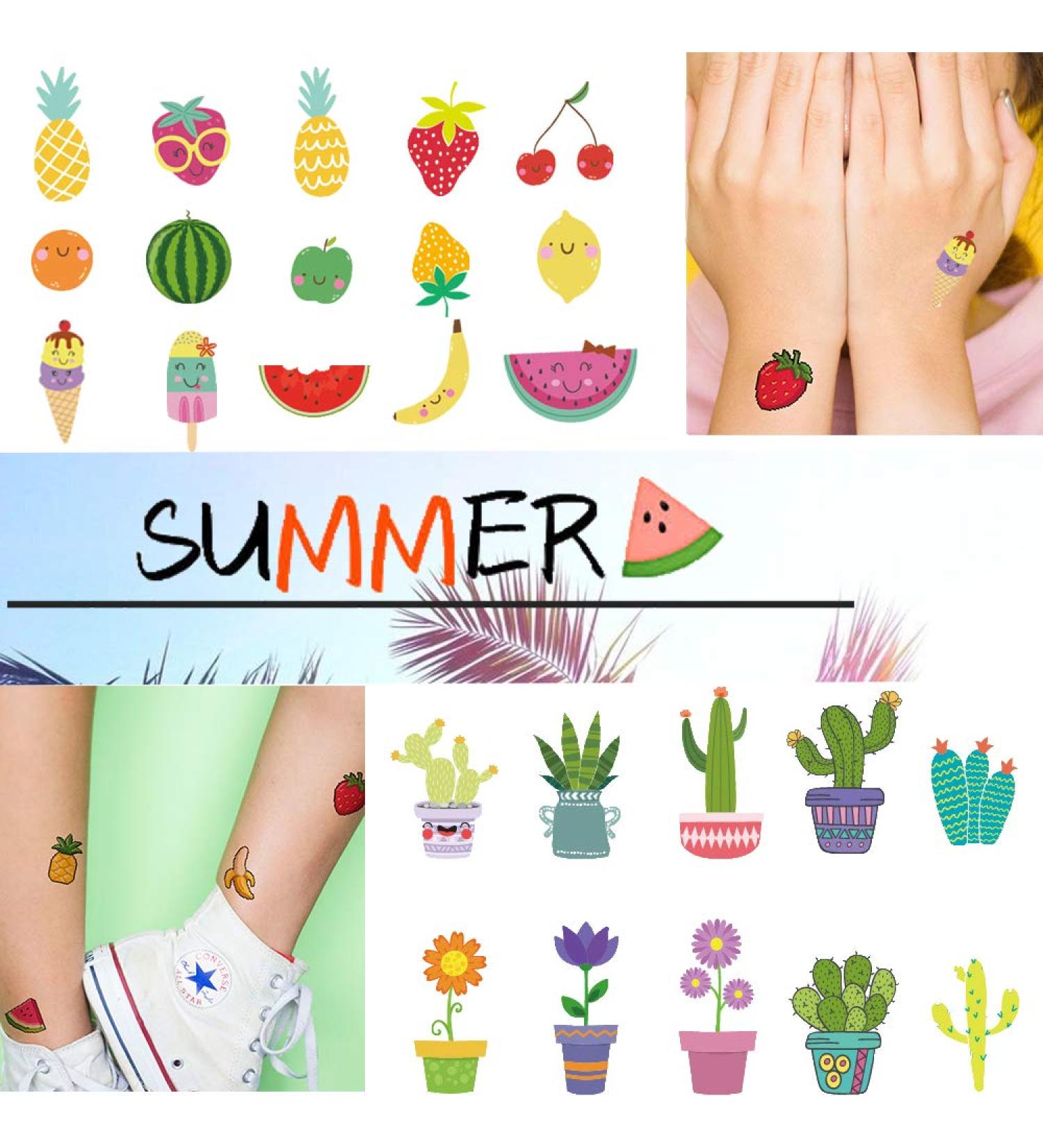 Ooopsi Fruit Temporary Tattoos for Kids - 160+ Waterproof Cartoon Summer Tattoos - Children's Birthday Party Favors - Buy Online on GoSupps.com