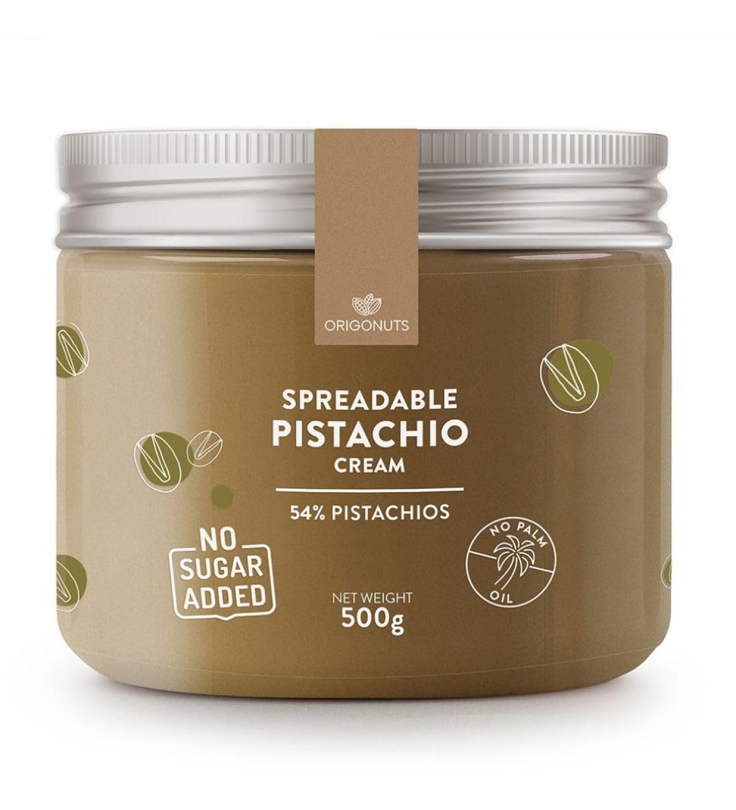 ORIGONUTS Pate de Pistache 54% Pistaches Creme Pistache - Base pour G teau Creme Dessertes Glace Patisserie Chocolat Dubai - Sans Colorants Sans Huile de Palme - 500 g Sans sucre Pistache sans sucre 500 g (Lot de 1) - Buy Online on GoSupps.com