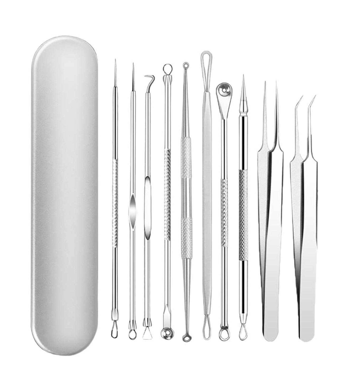 Lurrose 11PC Blackhead Remover Set Stainless Steel Acne & Pimple Kit for All Skin Types - Buy Online on GoSupps.com