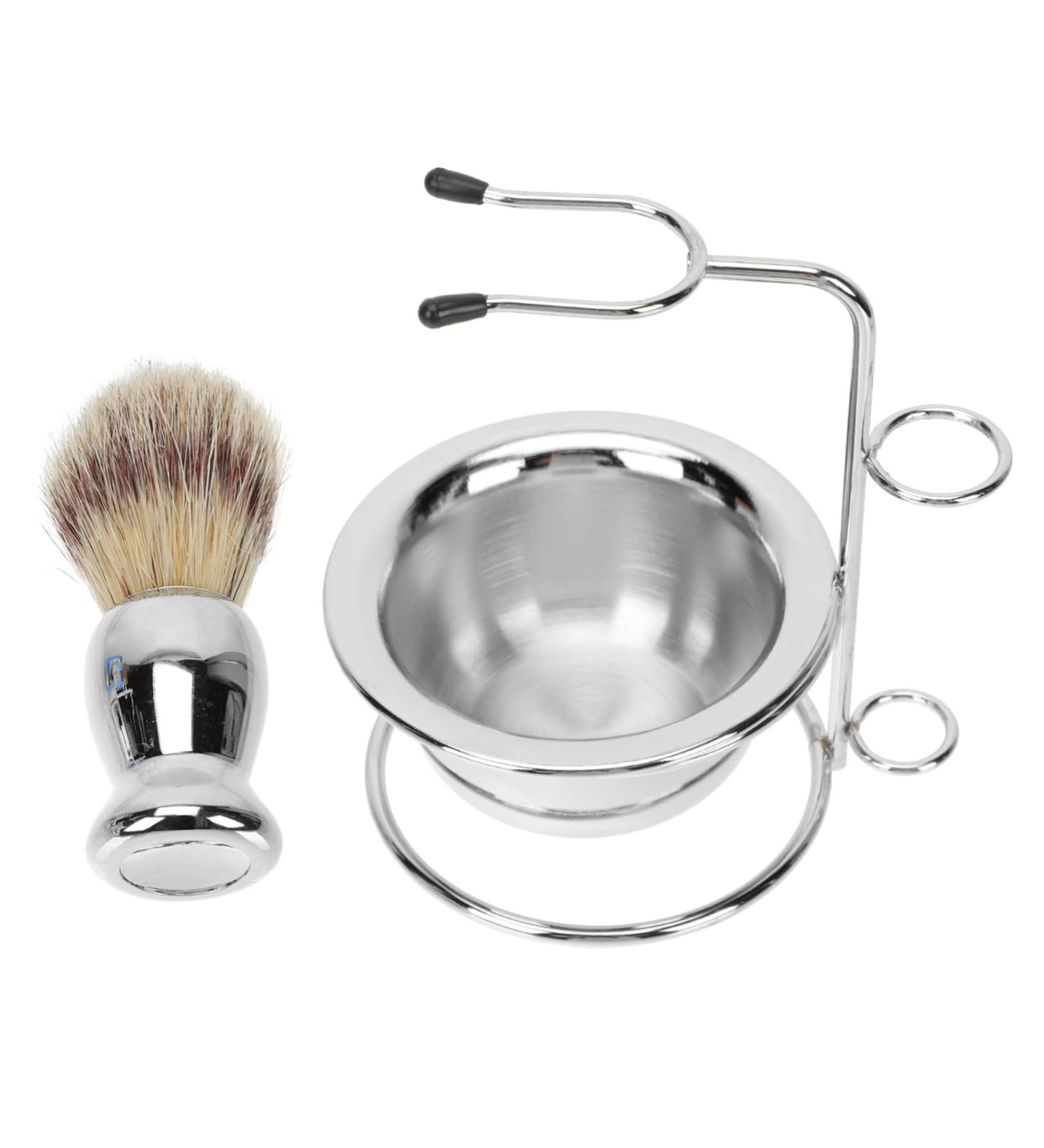 Minkissy Stainless Steel Barts Brush Set - Razor Brush Soap Bowl & Holder for Men's Grooming | Halter Bread Shell Travel Kit - Buy Online on GoSupps.com