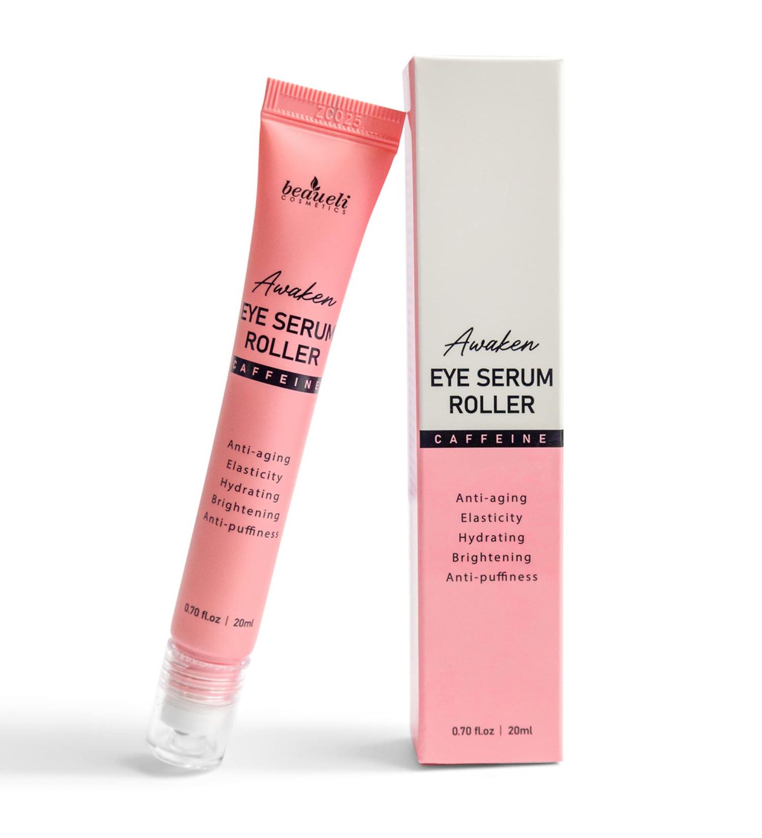 Beaueli Eye Roller & Caffeine Serum - Anti Aging Skin Care with Hyaluronic Acid, Niacinamide & Peptide - Dark Circles, Puffiness, Under Eye Bags & Wrinkles Cream - 0.7 fl oz - Buy Online on GoSupps.com