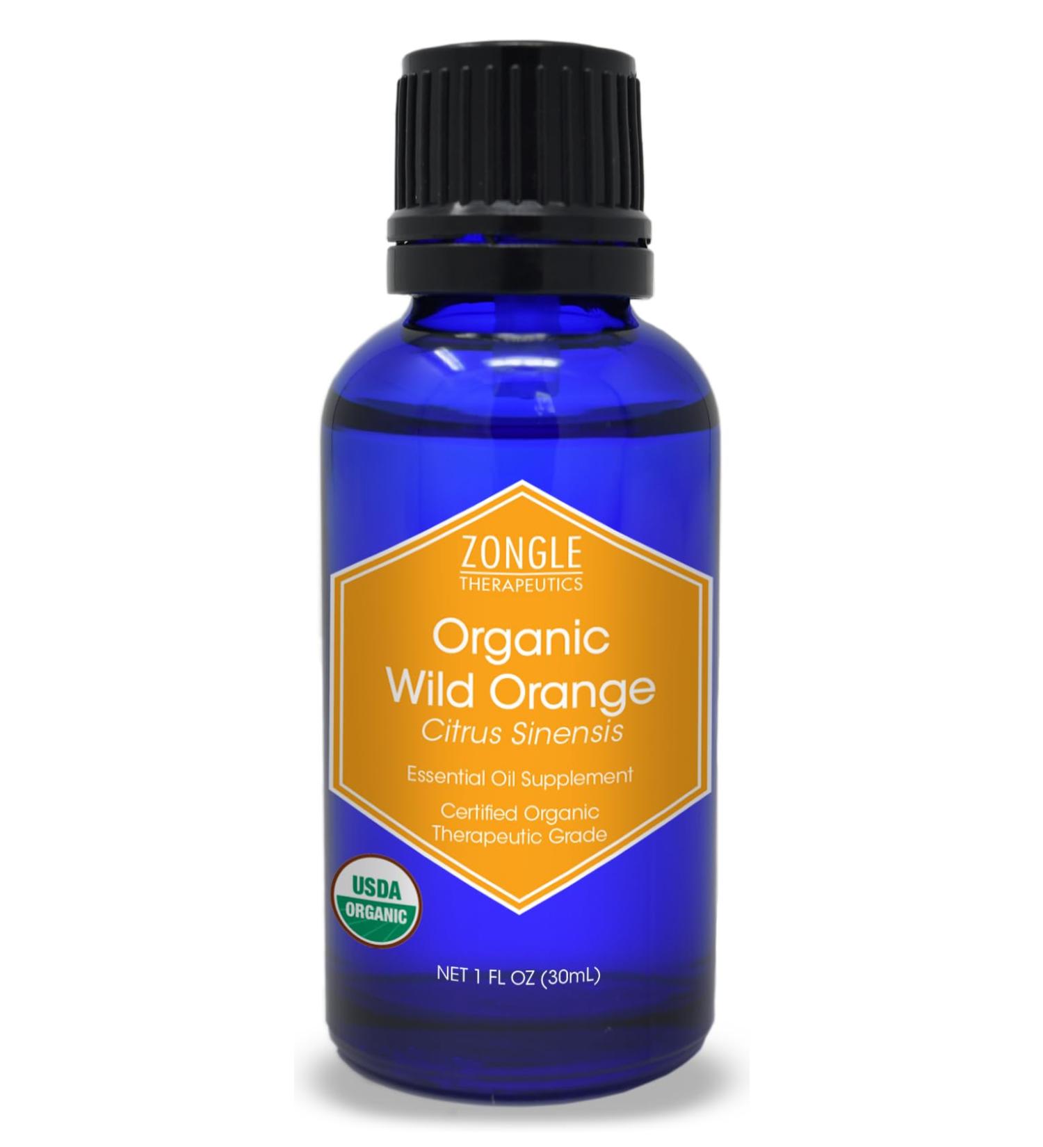 Zongle USDA Organic Orange Essential Oil | 1 OZ - Food Grade for Skin Cleaning Cooking & More - Safe for Diffusers & Candle Making - Buy Online on GoSupps.com