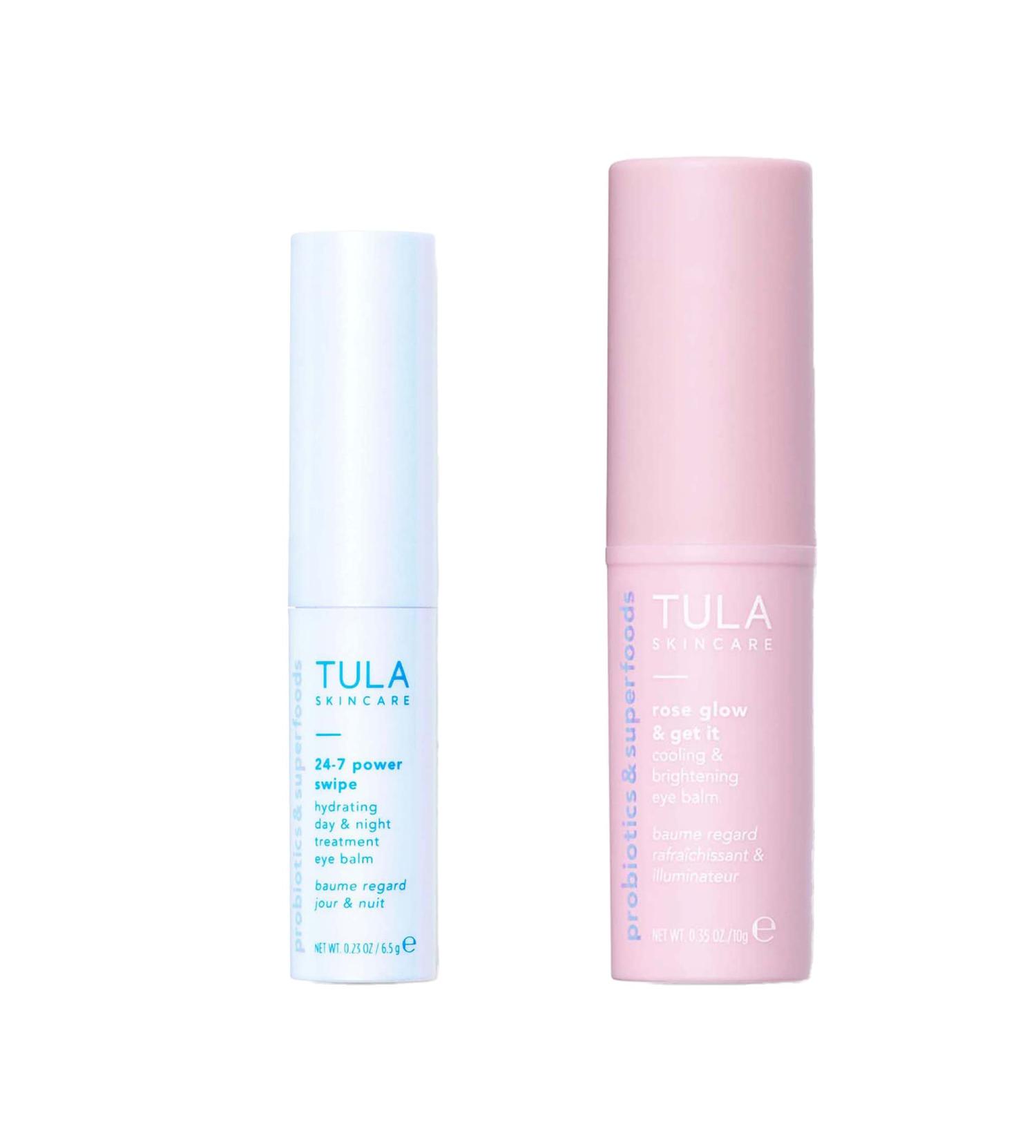 TULA Skin Care Power Swipe Hydrating Eye Balm Set - Day & Night Treatment + Cooling & Brightening Formula - Buy Online on GoSupps.com