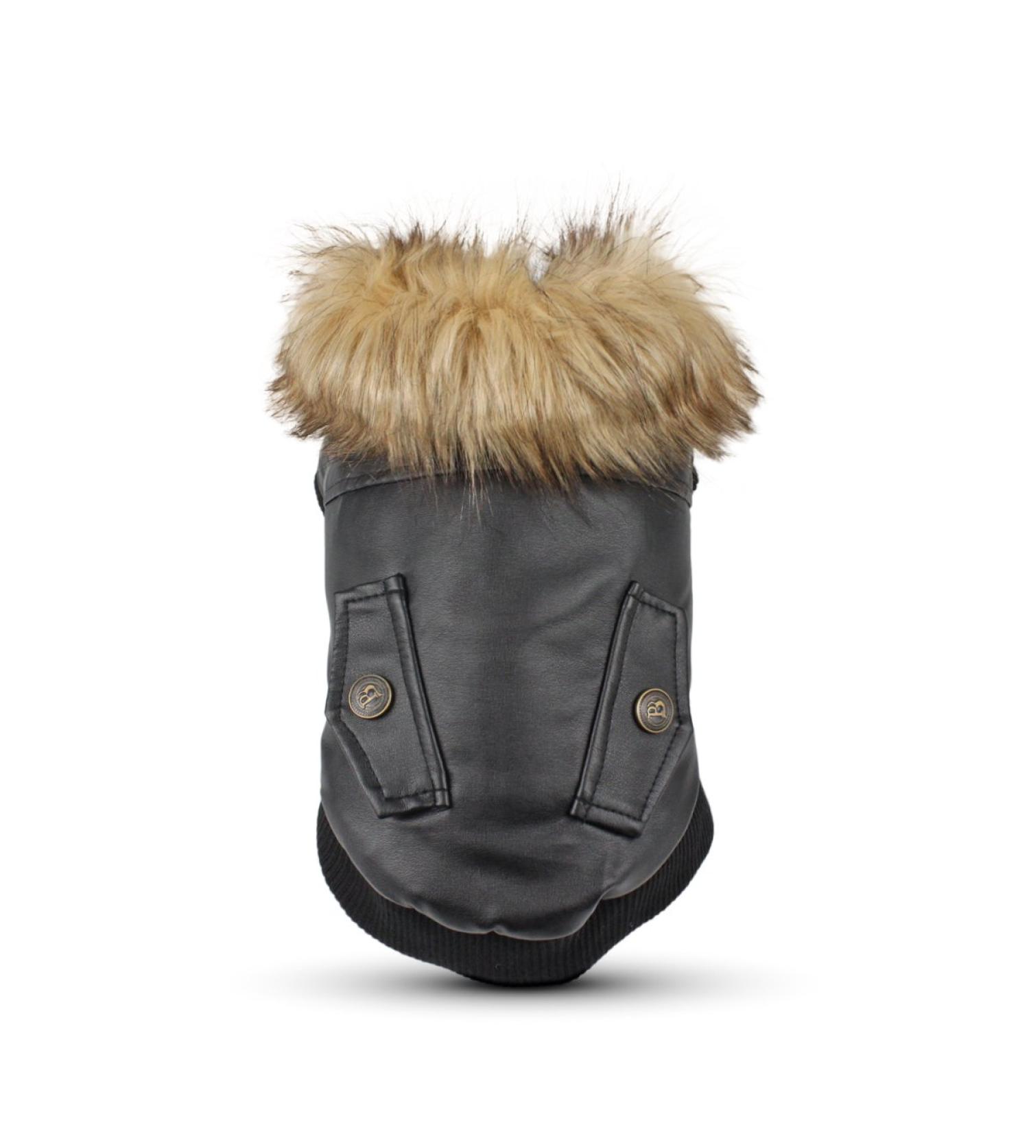 LESYPET Warm Dog Jacket - Windproof & Waterproof Fleece Lined Leather Coat for Small Dogs (X-Large, Black) - Buy Online on GoSupps.com