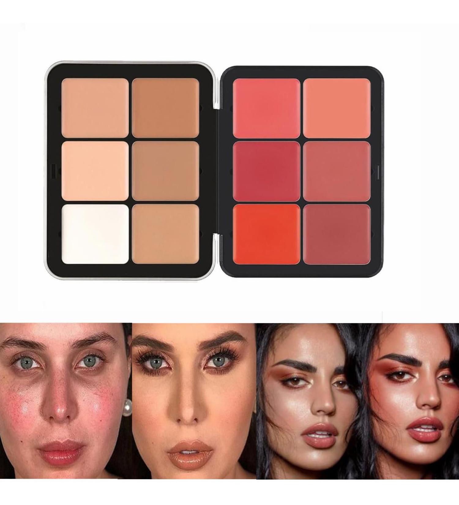 ESPRY 12 Colors Concealer Palette Cream Blusher Palette Waterproof Concealer Cream Palette Blush Cream Cover Long Lasting Rouge Cream Makeup Palette (Concealer+Blush-1) - Buy Online on GoSupps.com