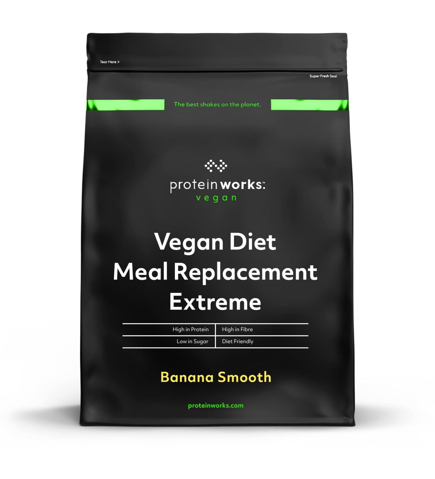 The Protein Works Vegan Diet Meal Replacement Extreme 2kg - Banana Smooth | Plant-Based Shake with Added Vitamins | Supports Weight Loss | 33 Servings - Buy Online on GoSupps.com