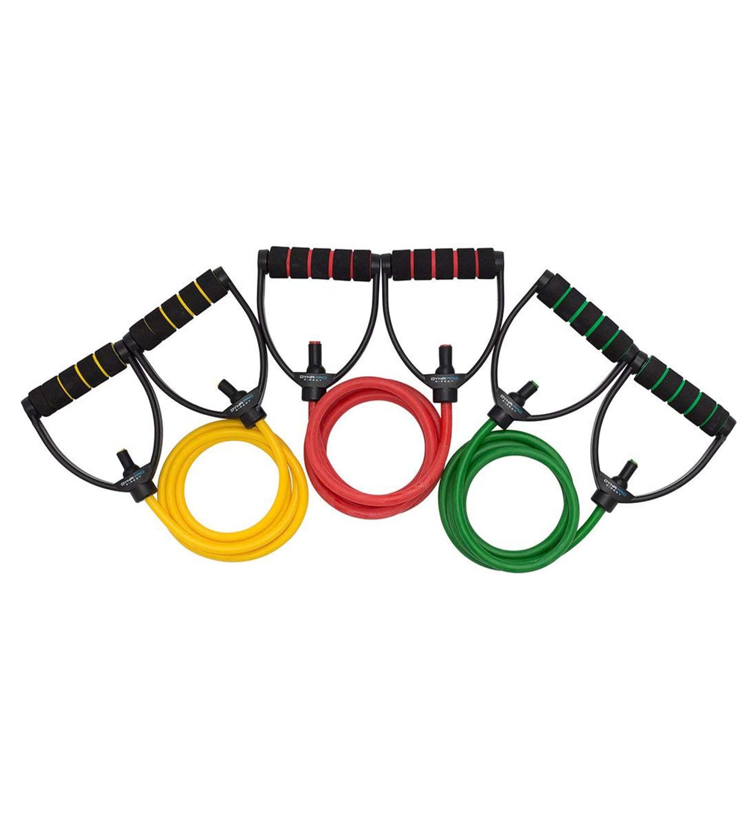 DYNAPRO Adjustable Exercise Resistance Bands - Professional Quality Anti-Snap Comfort Handles for Workouts & Physical Therapy (Light Medium Heavy) - International Shipping Available - Buy Online on GoSupps.com