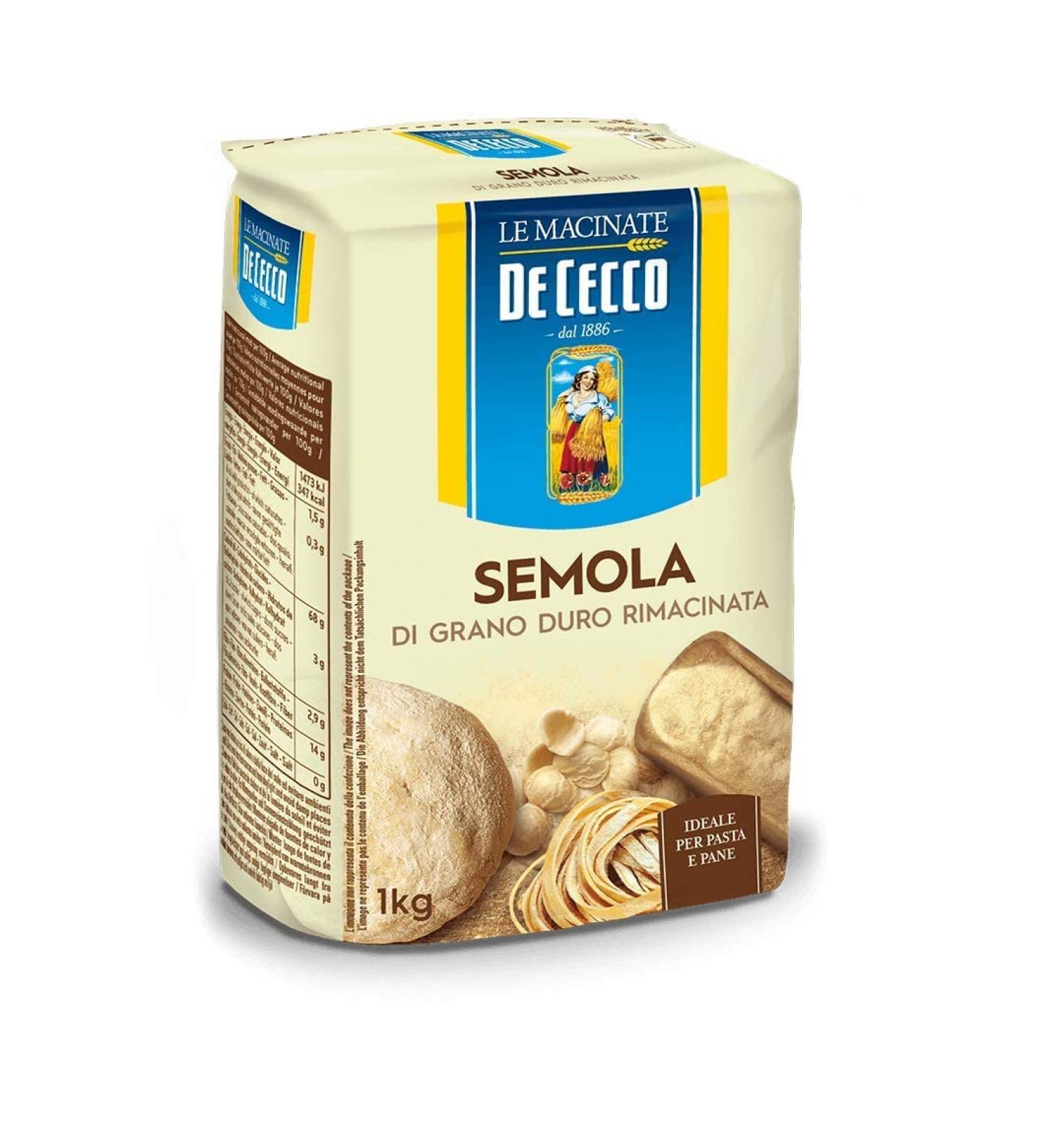 De Cecco Durum Wheat Semolina - Semola di Grano Duro Rimacinata (6 x 1 kg) | Premium Quality Pasta Flour for International Shipping - Buy Online on GoSupps.com