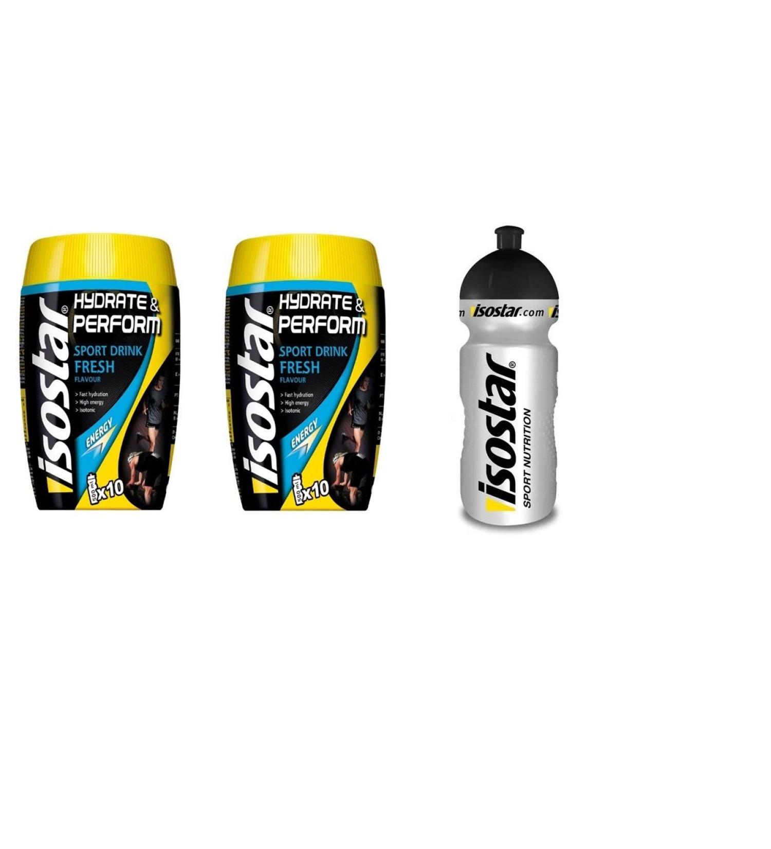 Isostar Hydrate & Perform Grapefruit Fresh 2 cans top plus 0.5l drinking bottle
