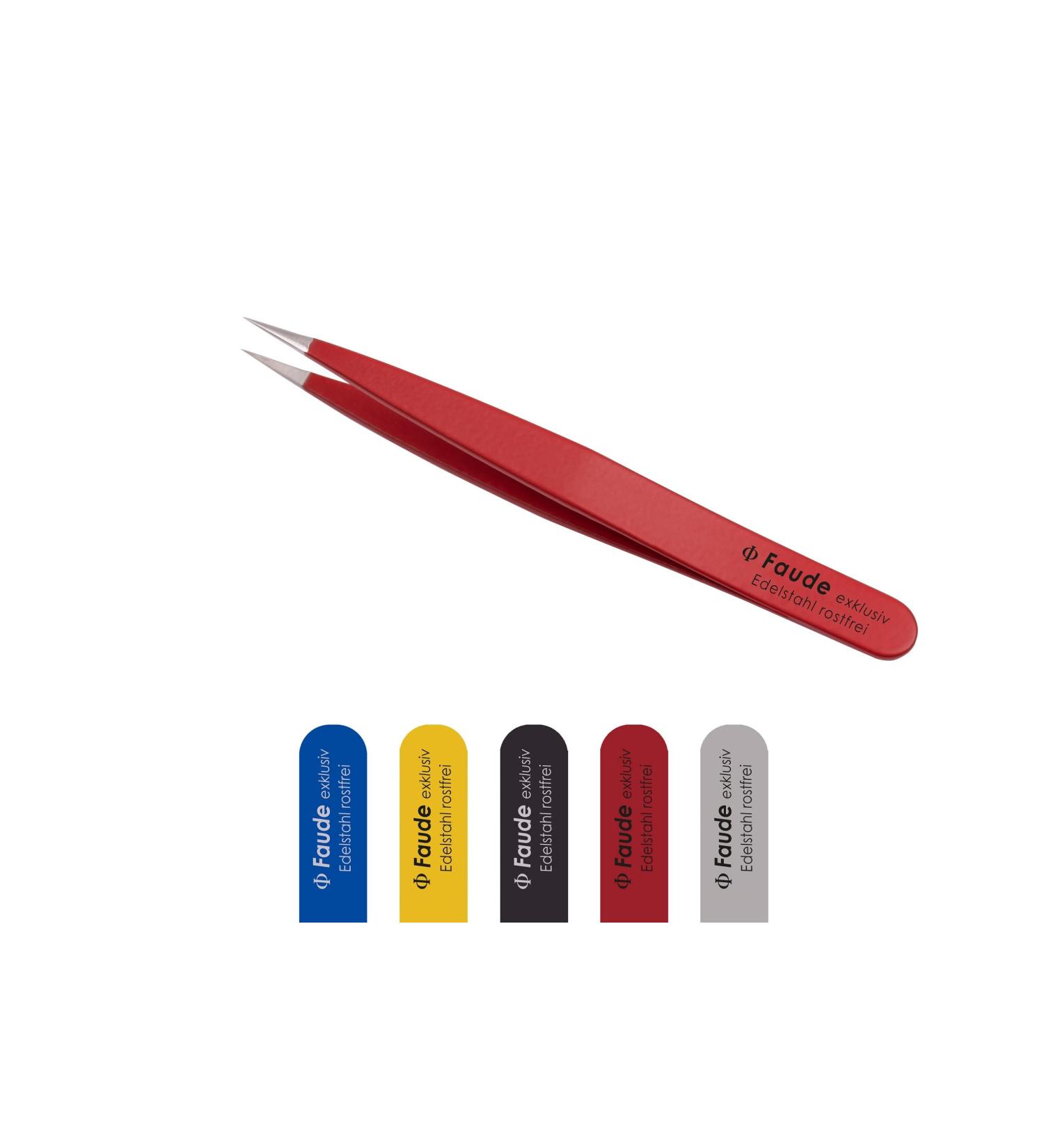 FAUDE Pointed Tweezers - Precision Stainless Steel Tweezers for Splinters Thorns & Ingrown Hairs | 10cm Red | International Shipping - Buy Online on GoSupps.com