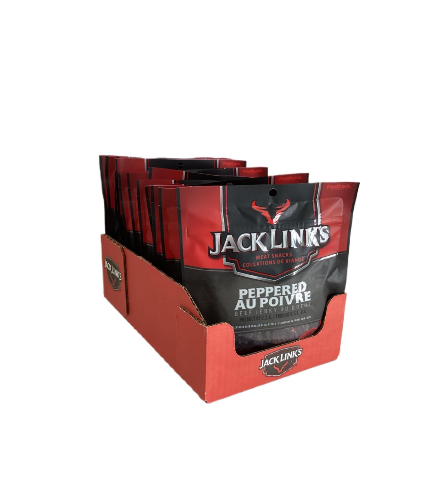 Jack Link's Beef Jerky 12-Pack 80g Each - High Protein Low Fat Tender & Flavorful Original Flavor Perfect Snack for Muscle Recovery Keto-Friendly High in Omega-3 No Added MSG Ideal for Fitness & Outdoor Adventures (80g (Pack of 12) Peppered) - Buy Online on GoSupps.com